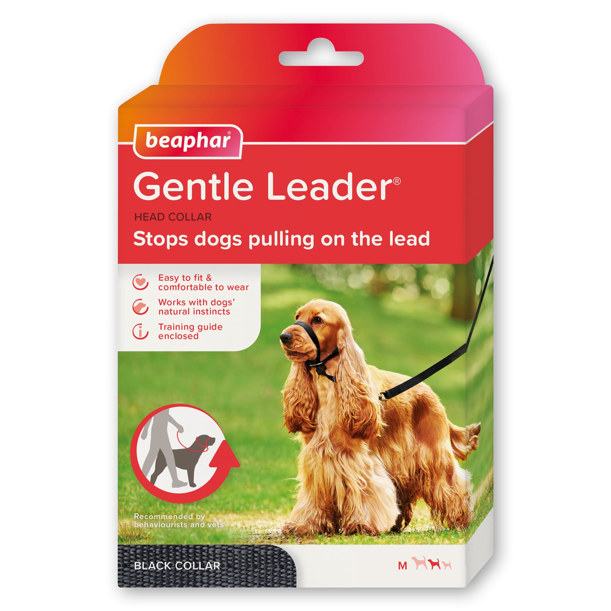 Beaphar Gentle Leader Head Collar - Medium Dog Training Aid | Stops Pulling | Black Nylon