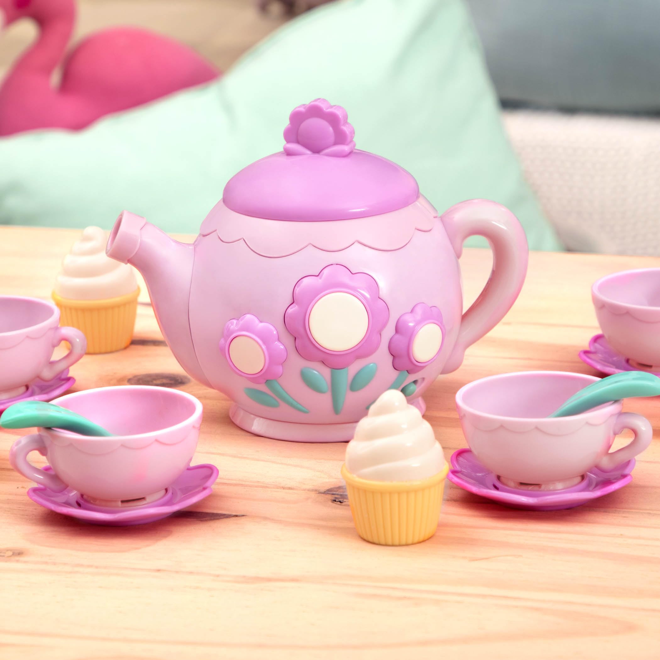 Battat Singing Teapot Playset - 17-Piece Pretend Play Kitchen Toy for Kids 18