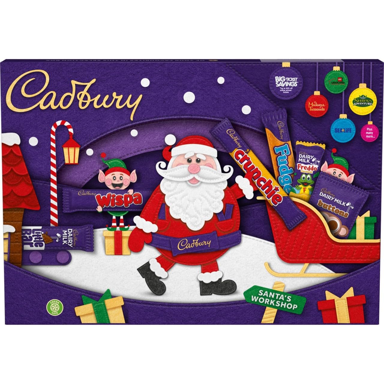 Cadbury Festive Chocolate Selection Box - 125g Christmas Gift with 5 Bars & 1 Bag 10