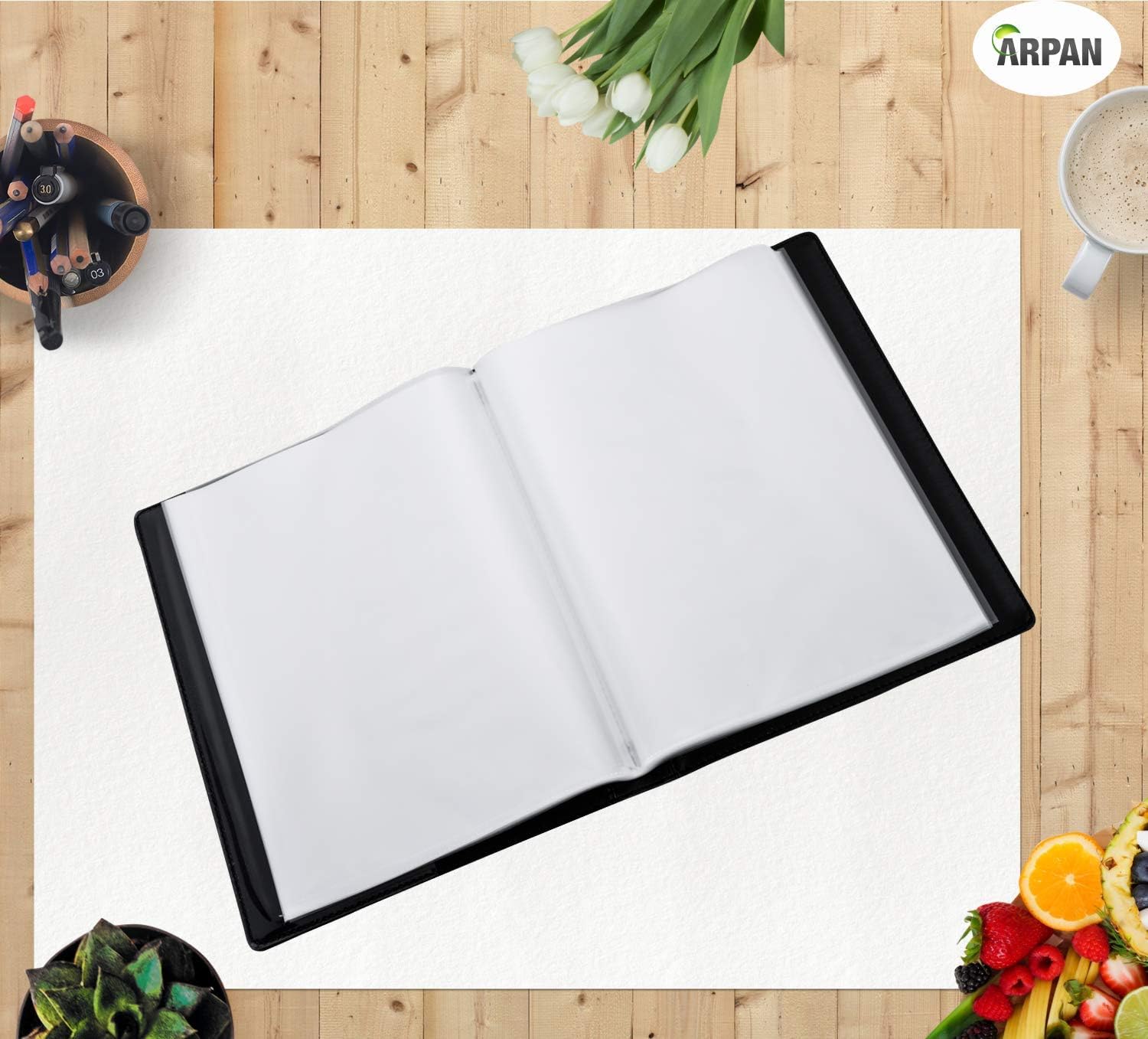 Arpan High-Quality Black A4 Professional Display Book Folder for Presentation, Artwork, Interviews, CVS - A4 Display Folder with 48 Pockets (96-Side) 3