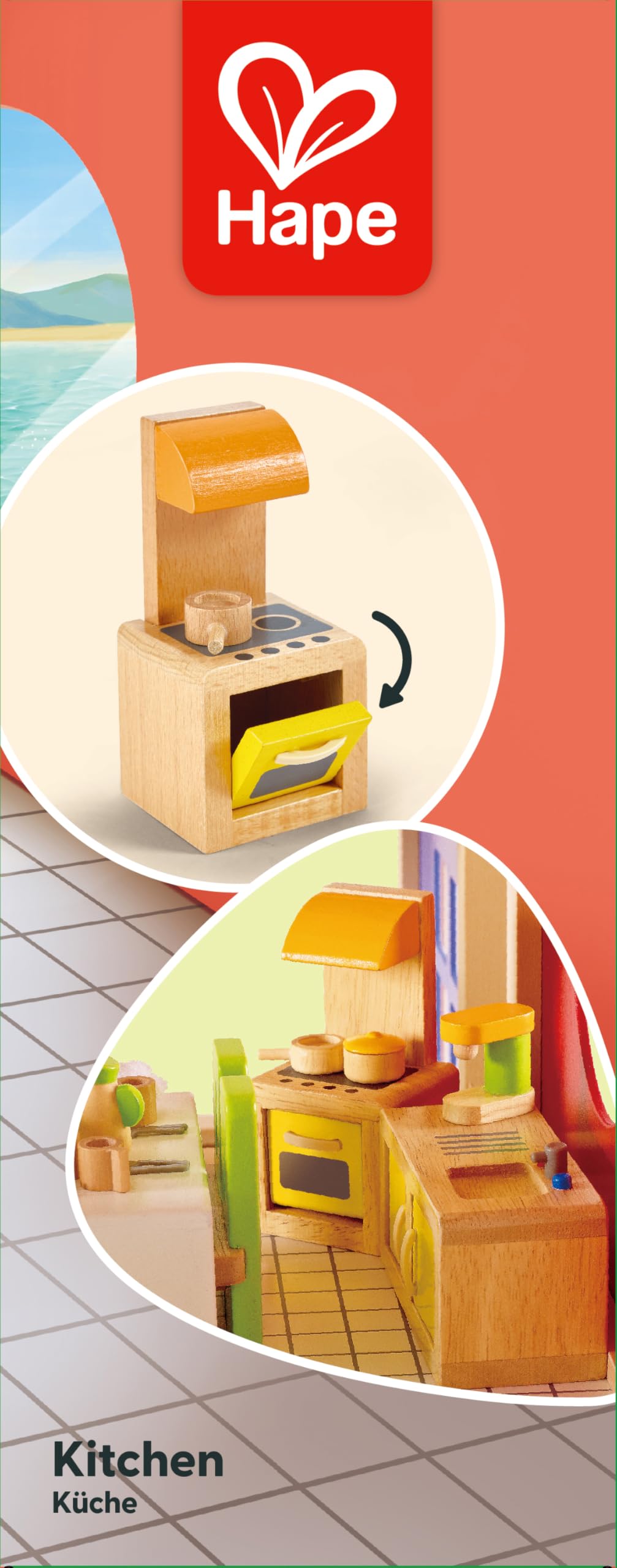 Hape E3453 Kitchen - Wooden Doll's House Accessories, 1" Scale