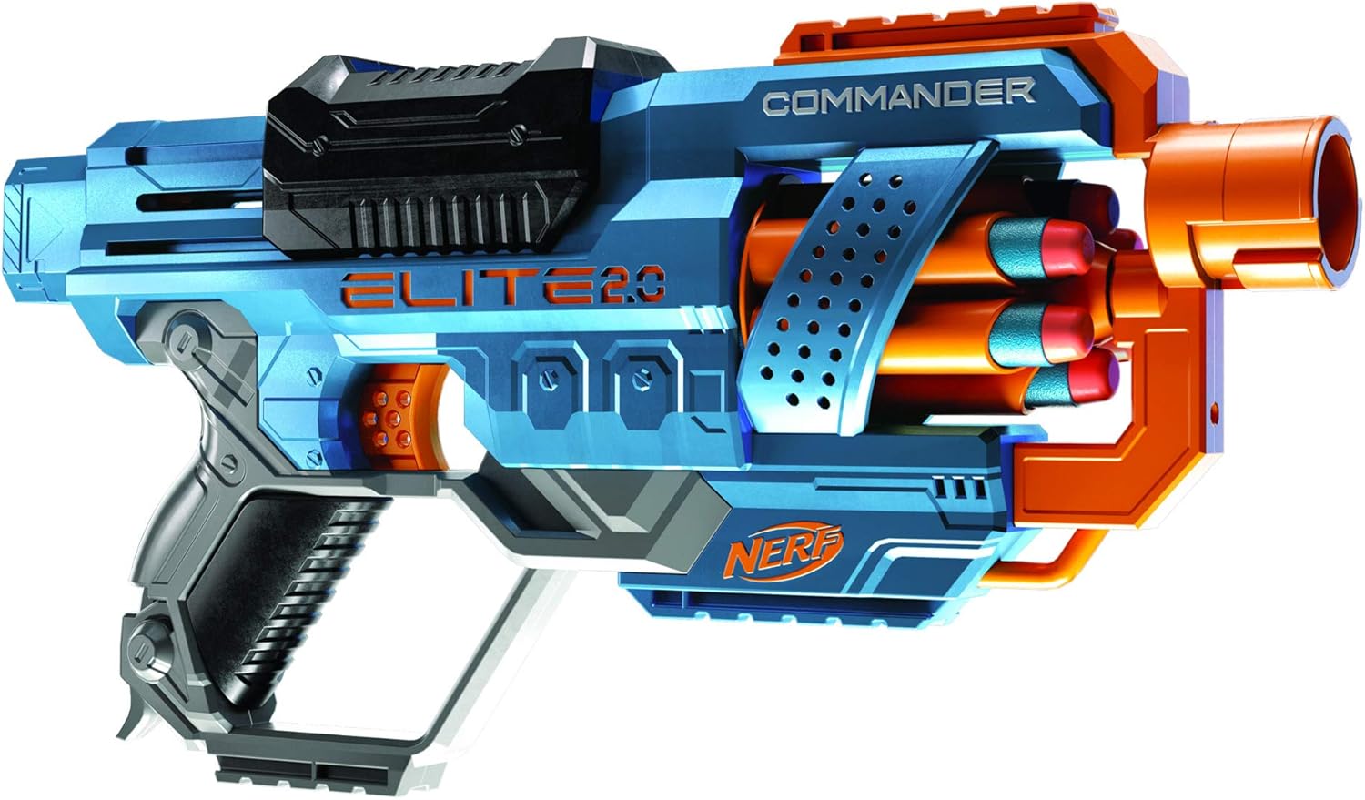 Nerf Elite 2.0 Commander RD-6 Blaster - 6-Dart Drum, Slam Fire, Tactical Rails - Ages 8+