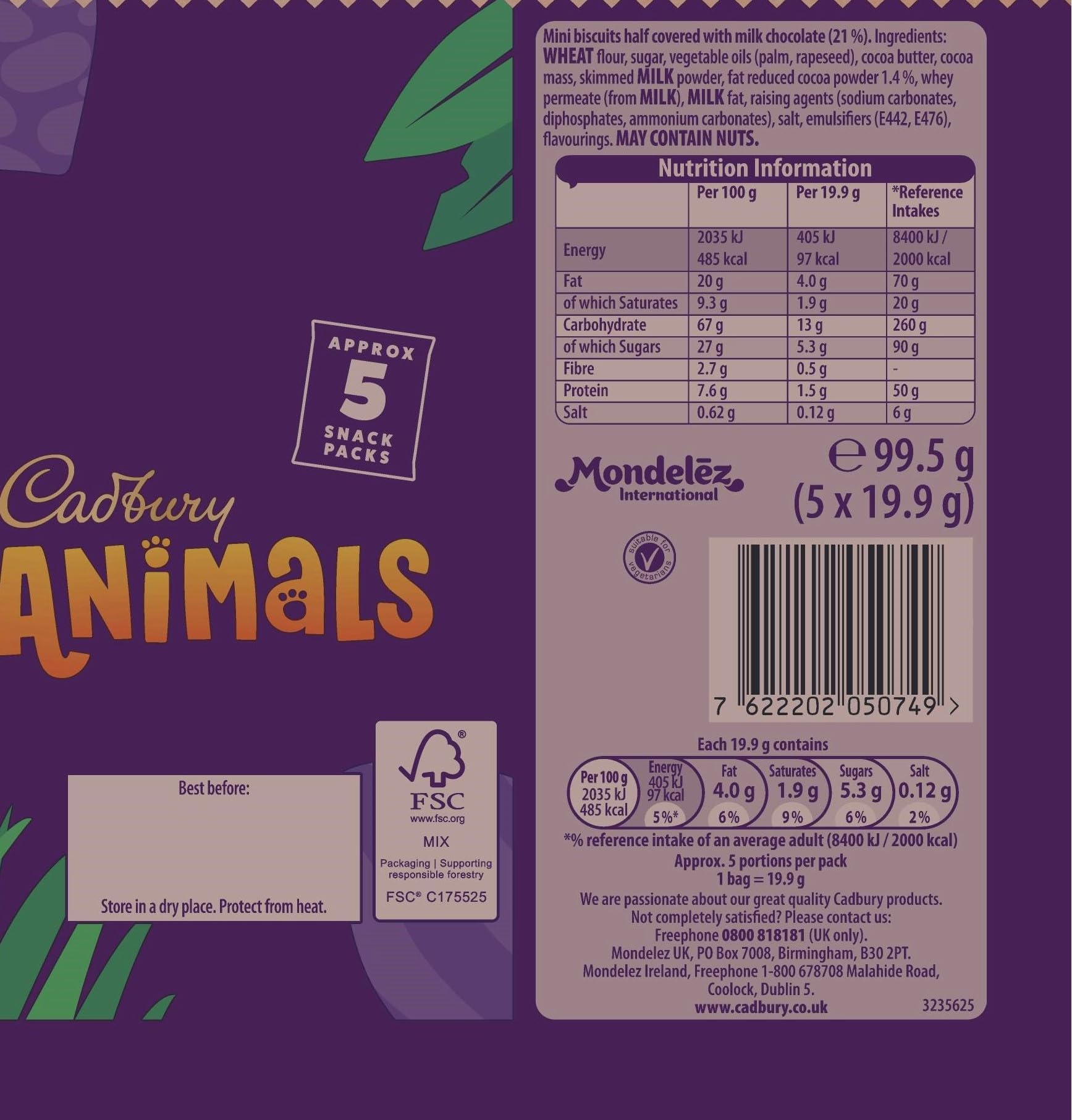 Cadbury Animals Mini Biscuits - Fun Animal Shaped Chocolate Dipped Biscuits, 99.5g 3