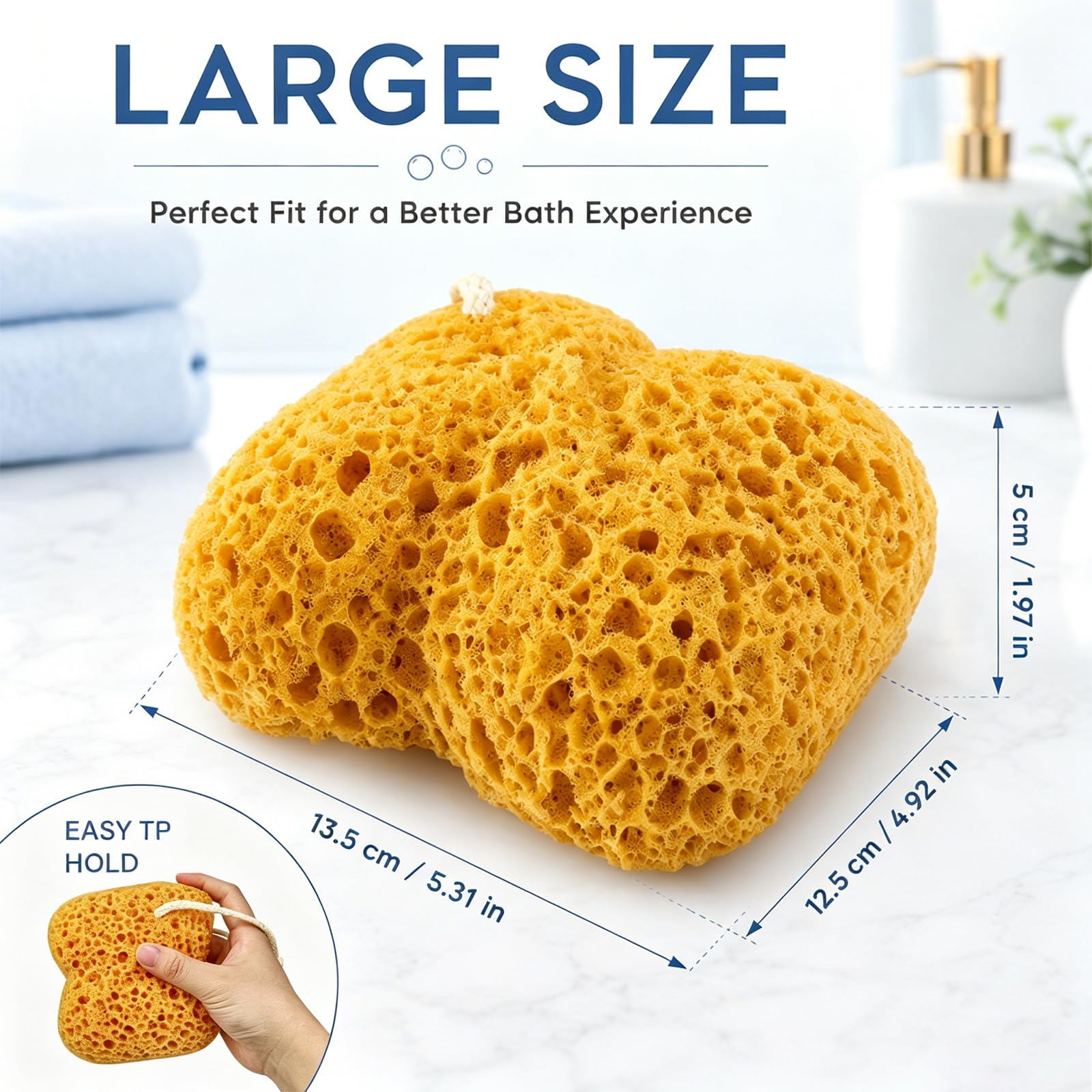 Admygo Bath Sponge - 2 Pack Yellow Exfoliating Body Sponge for Rich Foam & Gentle Cleansing 2