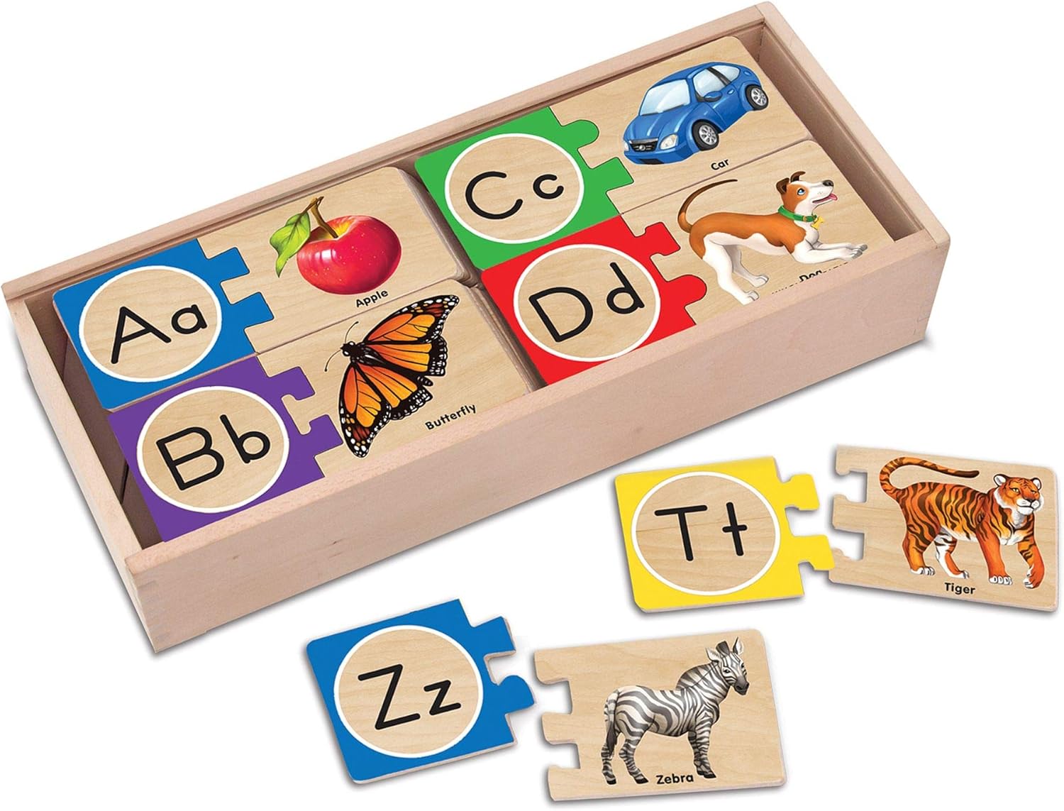Melissa & Doug Self-Correcting Letter Puzzles - Educational Wooden Alphabet Puzzle for Kids 4-6