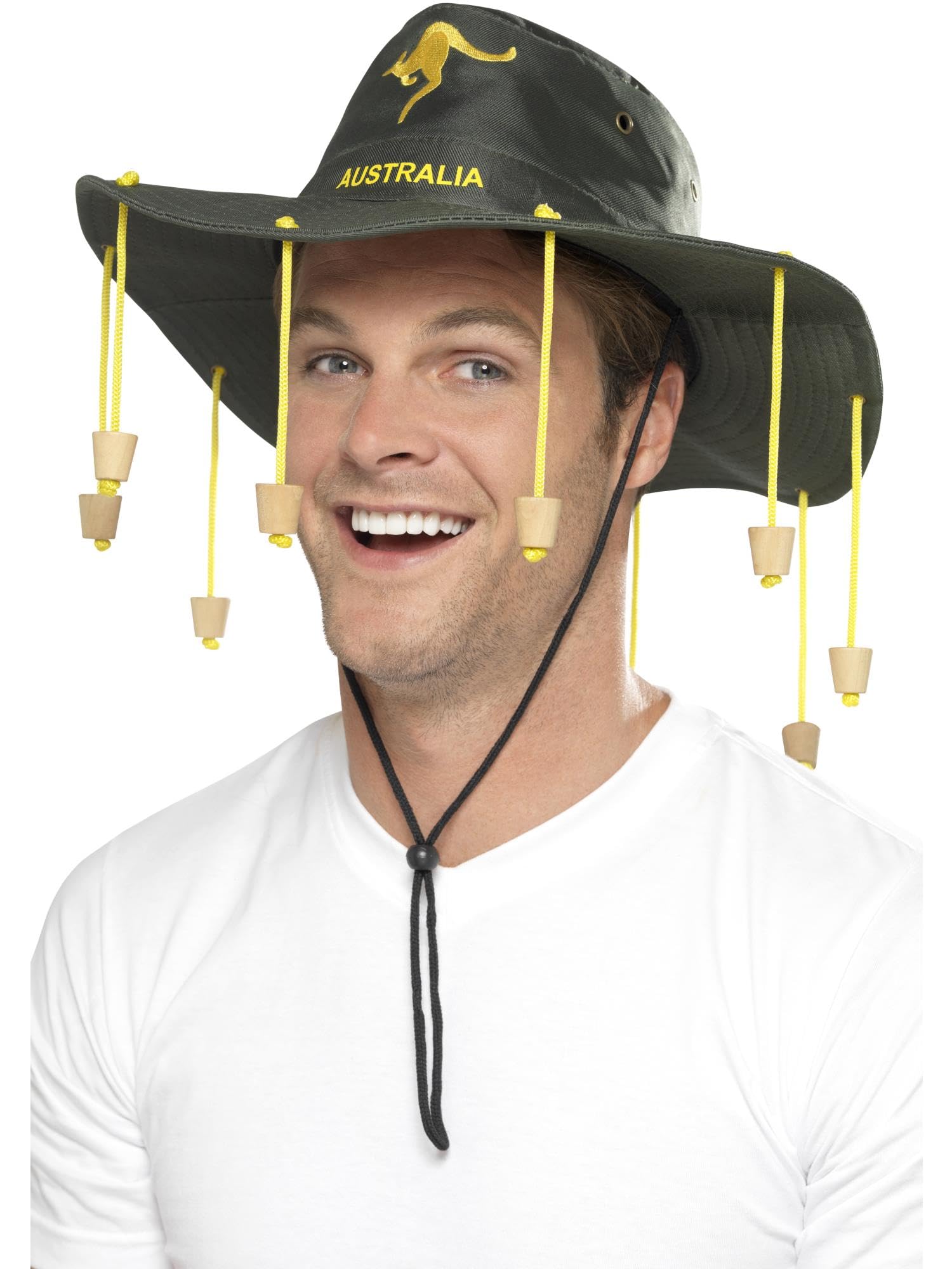 Smiffys Australian Hat - Green with Corks | Adult Dress Up Headwear | Polyester | One Size