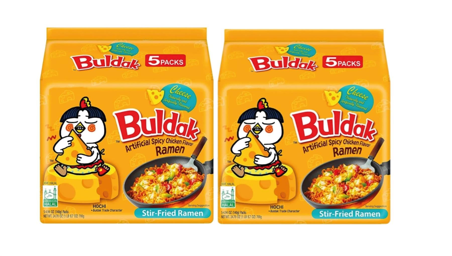 Samyang Buldak Hot Chicken Cheese Flavour Ramen - Pack of 10 x 140g | Spicy Korean Instant Noodles