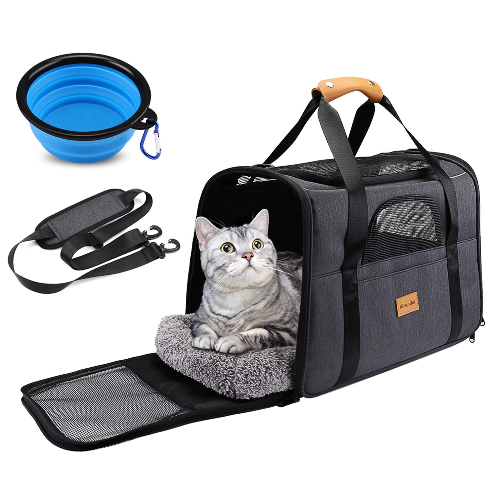 morpilot Portable Soft-Sided Pet Carrier for Cats and Small Dogs | Up to 14lbs | Durable 600D Polyester