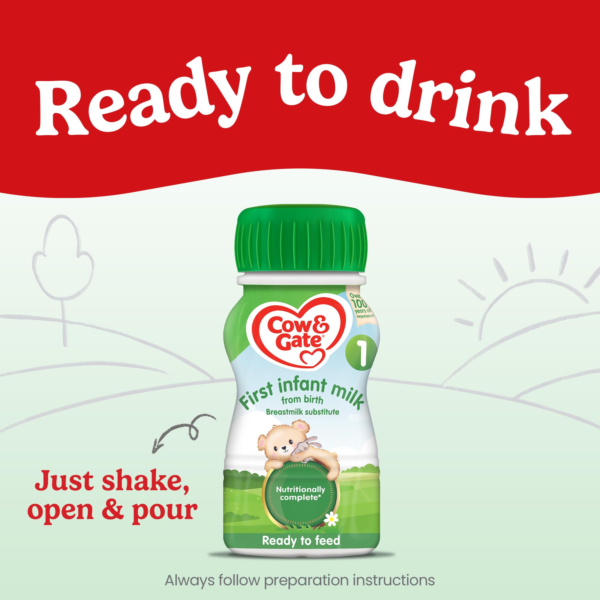 Cow & Gate First Infant Baby Milk Ready to Use Liquid Formula, 6 x 200ml 4