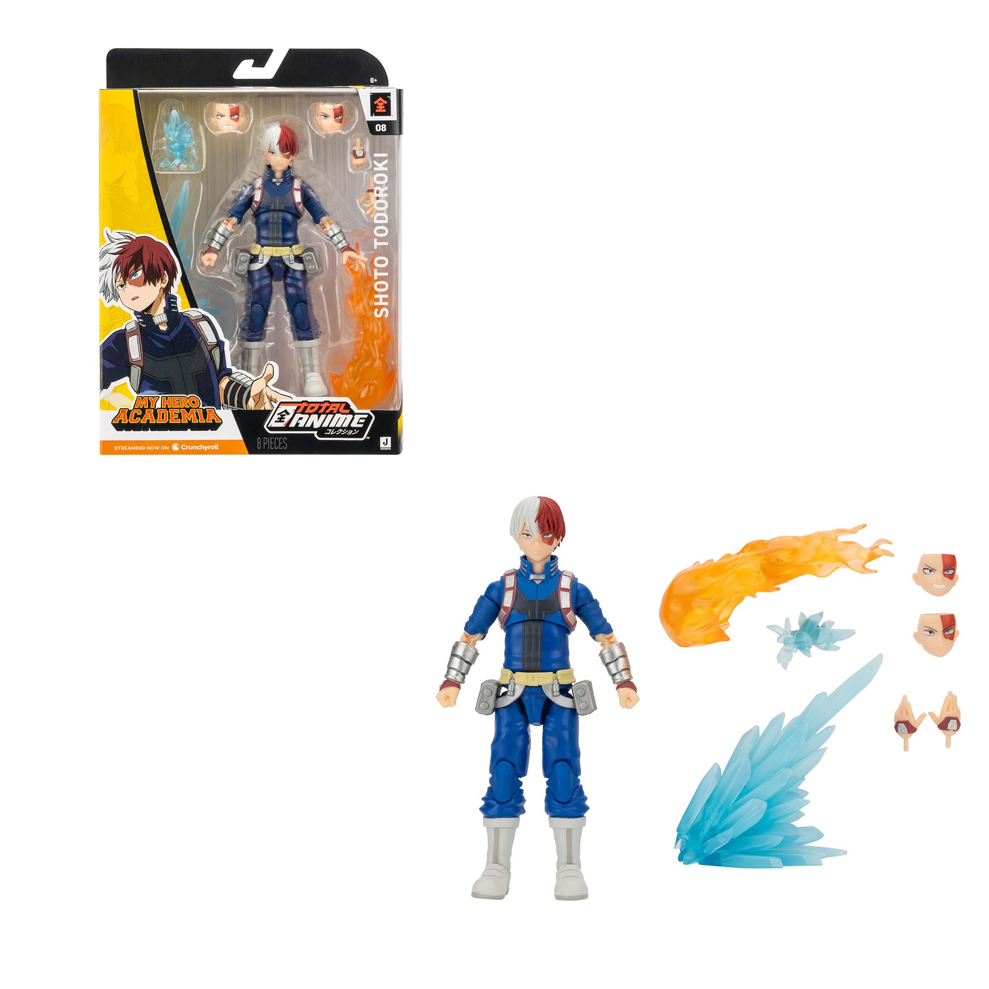 Total Anime Shoto Todoroki 6.5-Inch Poseable Figure with Swappable Faceplates and Fire/Ice Effects