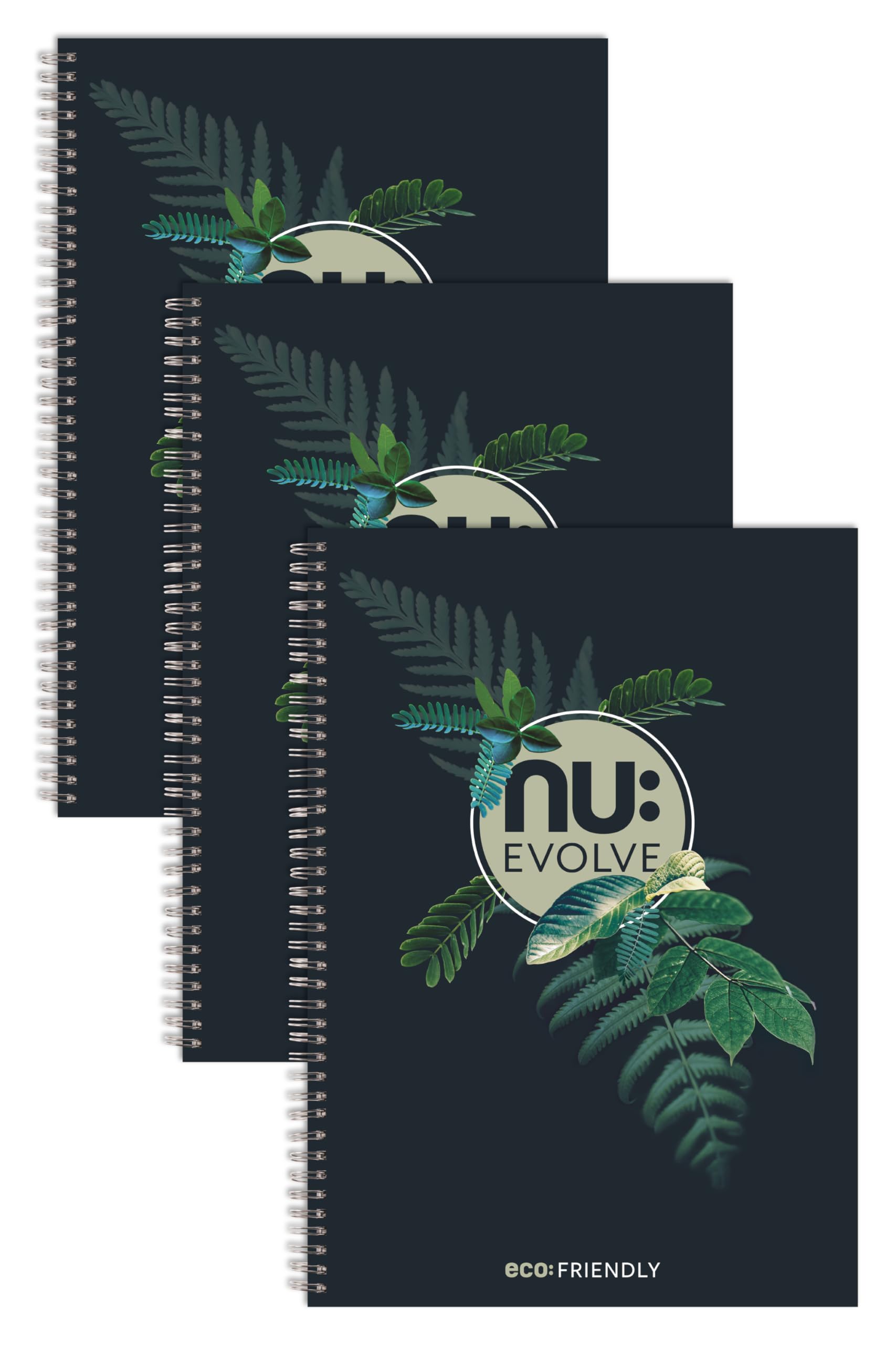 nu: Evolve Recycled A4 Wirebound Notebook - 3 Pack | Ruled | 80gsm Paper | Soft Cover 1