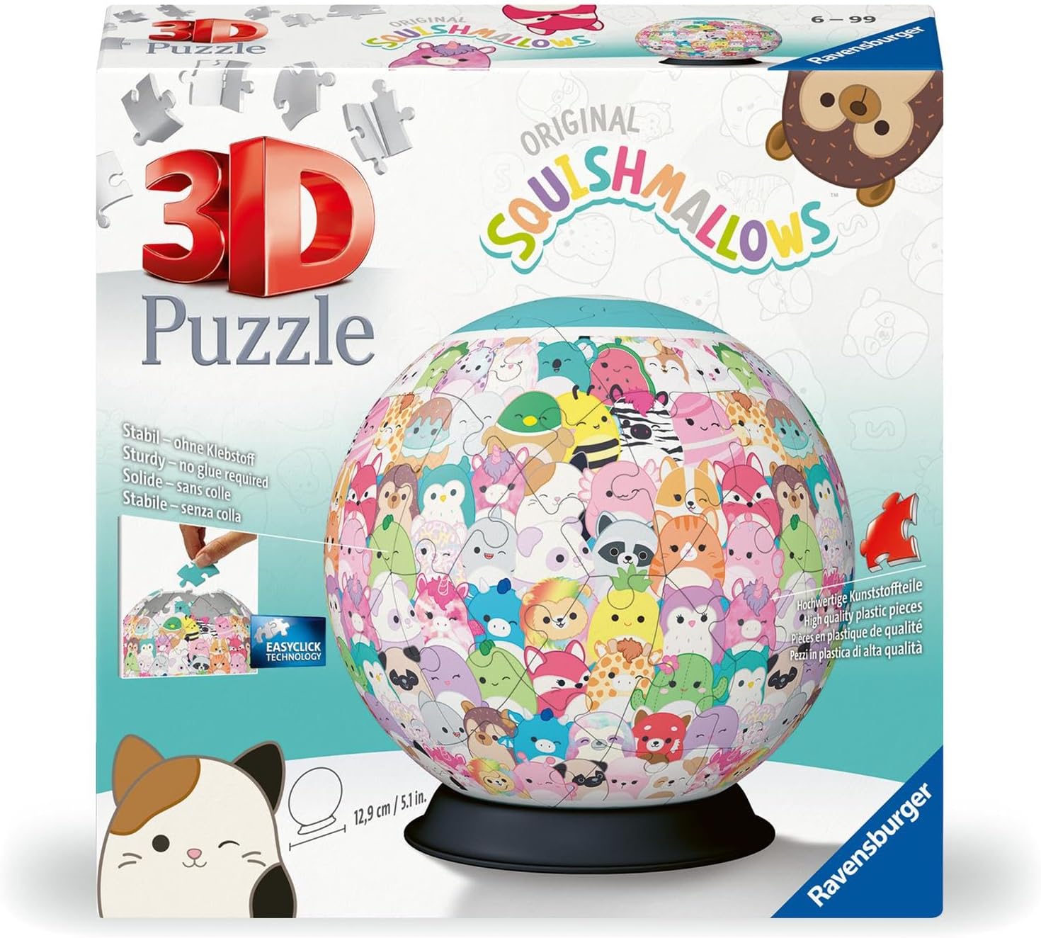 Ravensburger Squishmallows 72-Piece 3D Jigsaw Puzzle Ball for Kids Age 6 and Up