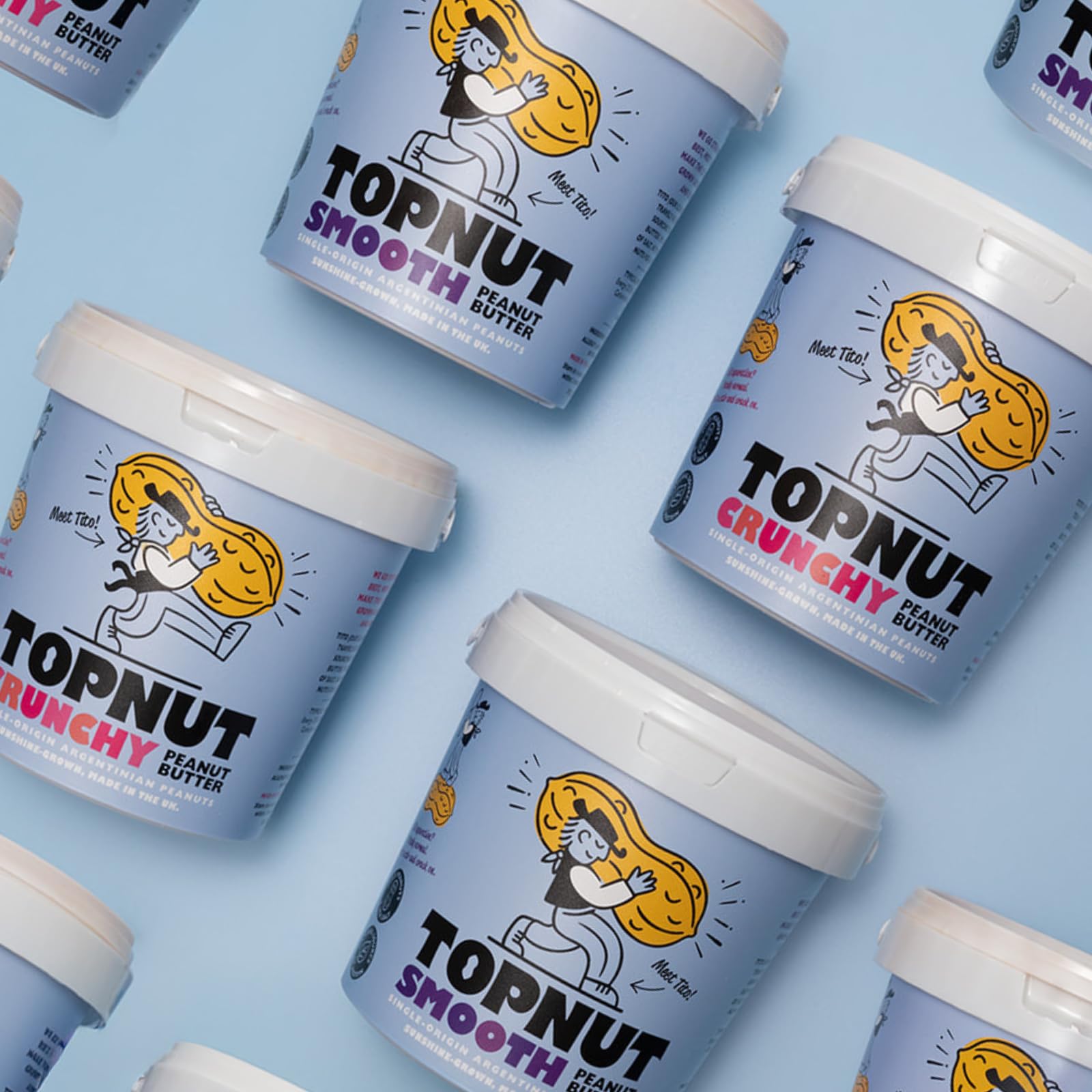 TOPNUT Crunchy Peanut Butter - 1kg Tub | Single-Origin Argentinian Peanuts | High Protein