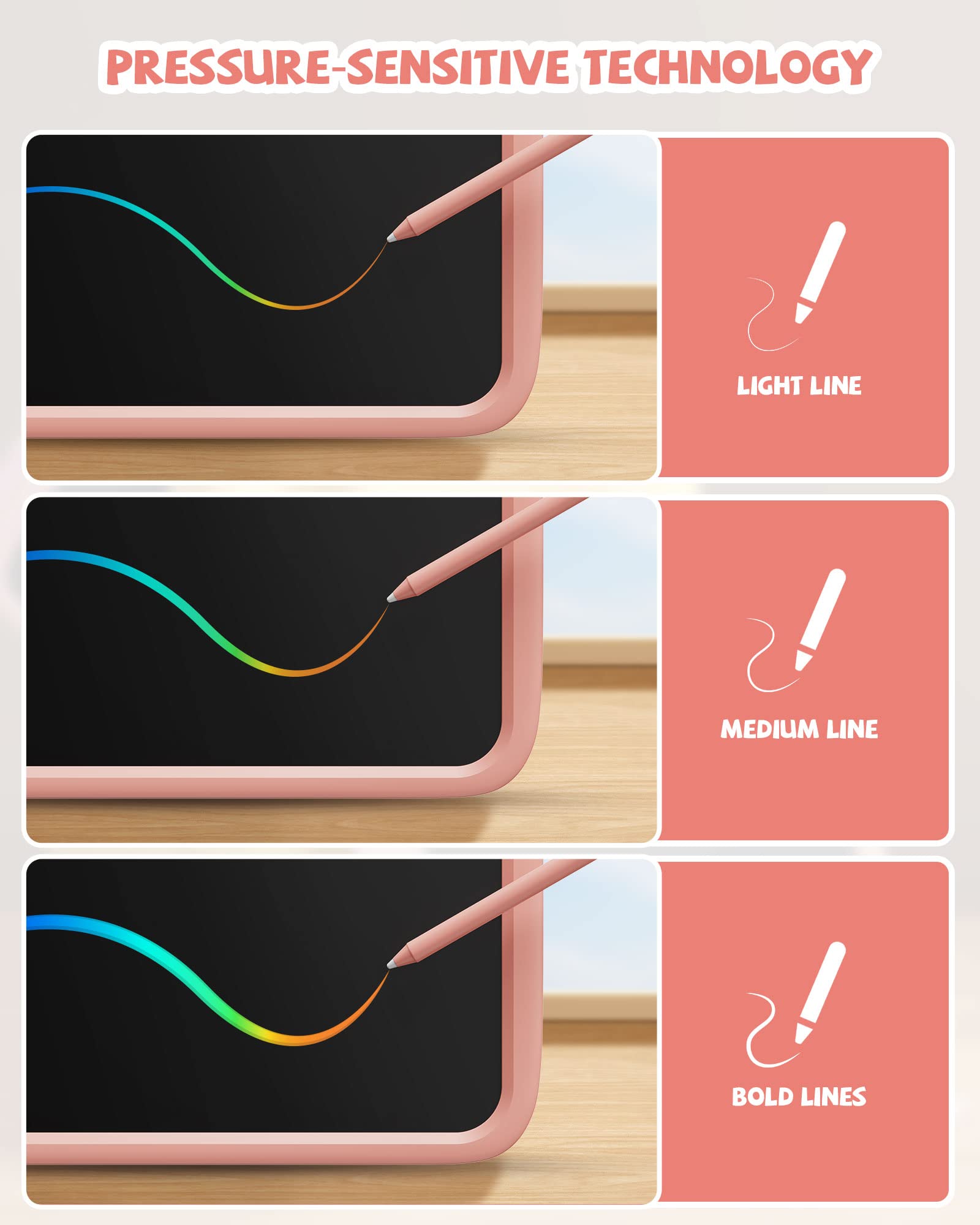 Kikapabi 10 Inch LCD Writing Tablet Drawing Pad with Lock Function - Pink