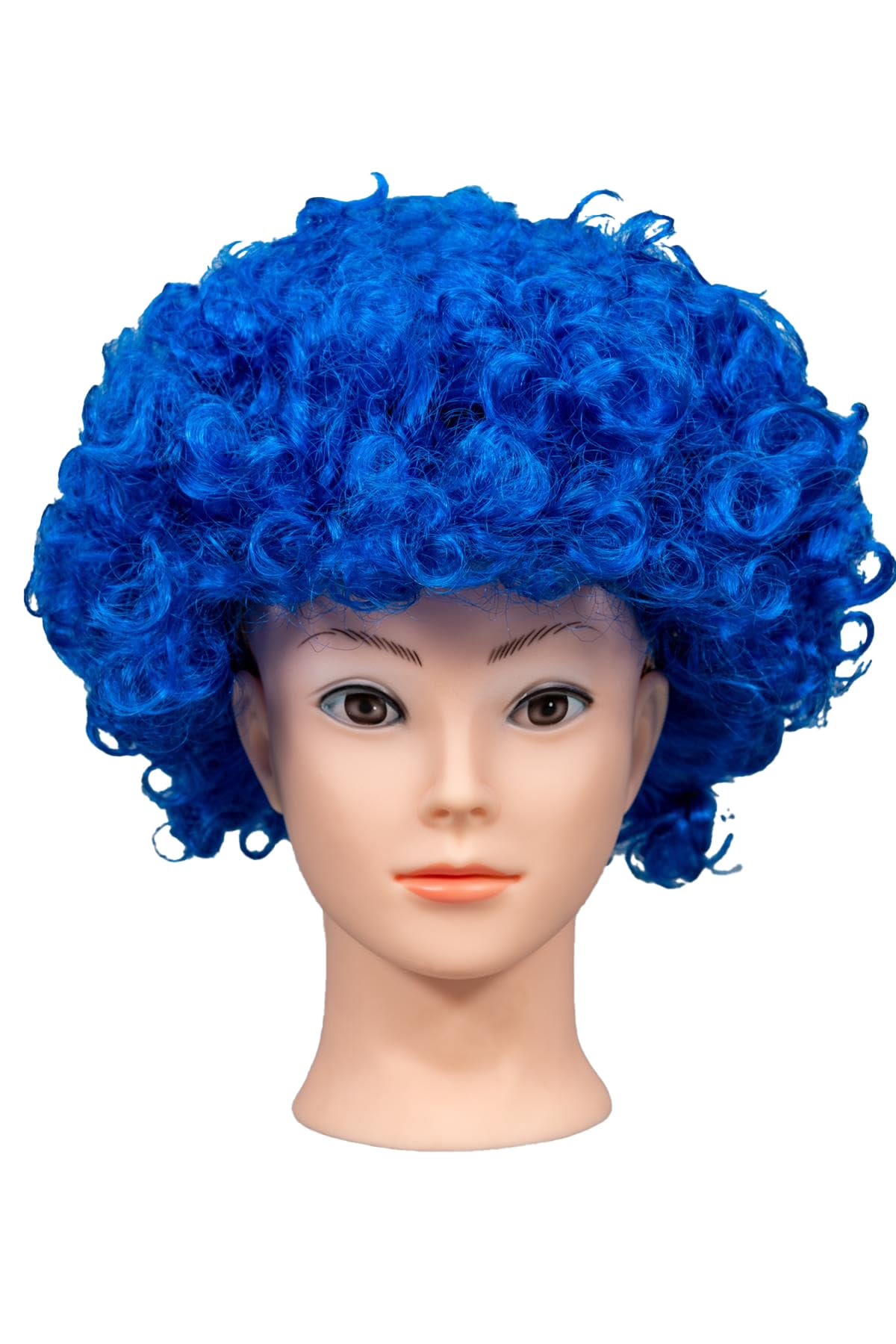 SHATCHI Blue Afro Wig Curly Bouncy Hair for Fancy Dress Party Costume Disco 60s 70s 80s Theme Unisex