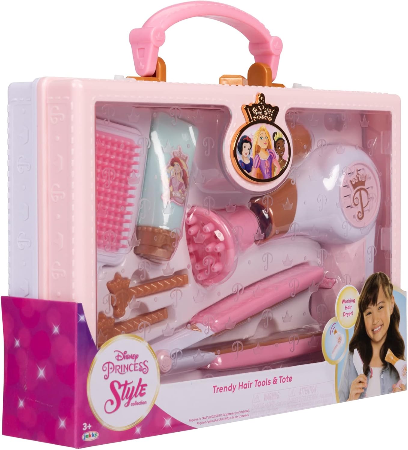 Disney Princess Style Collection - Trendy Hair Pretend Play Styling Tools with Sound & Storage Tote 10