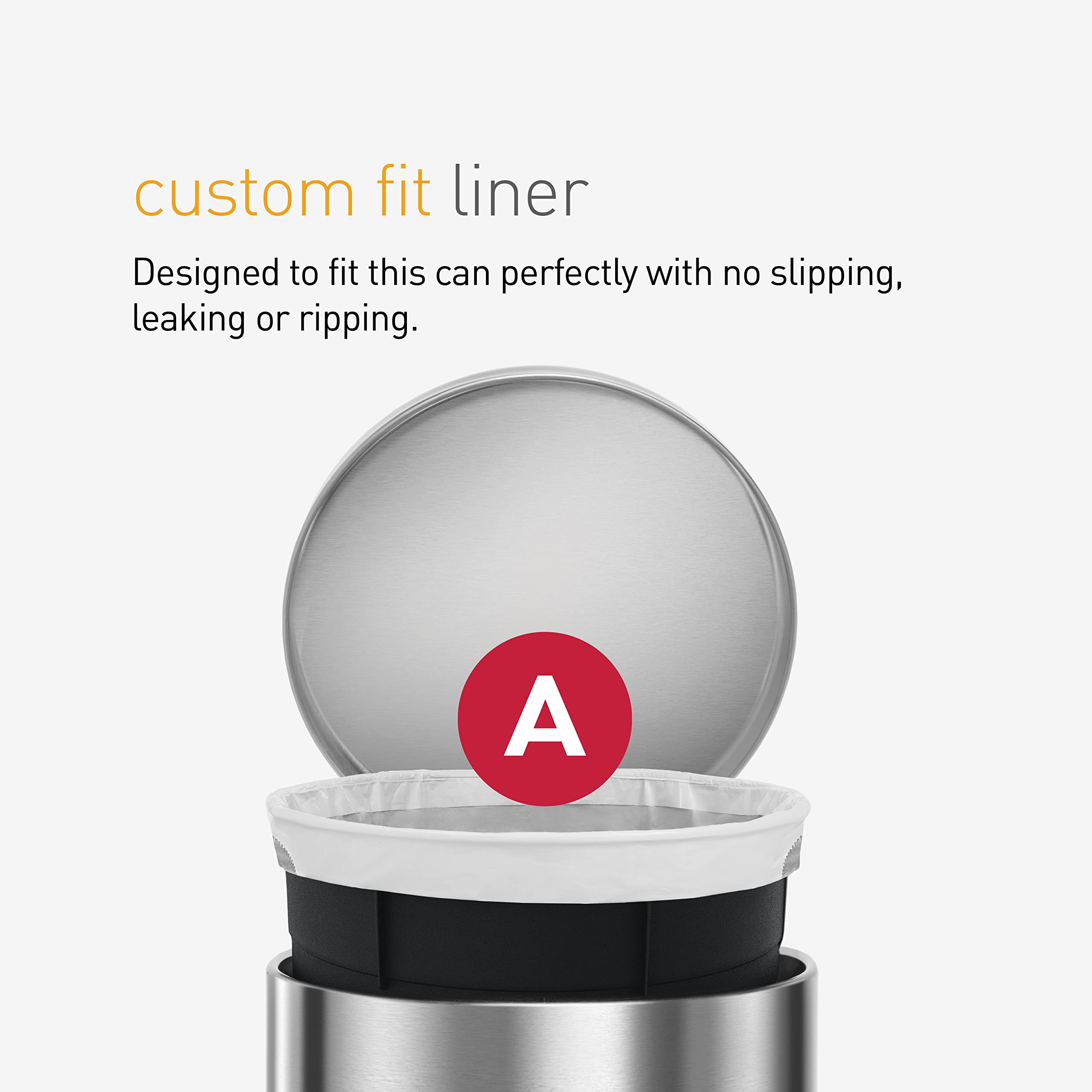 simplehuman CW0250 Code A Passgenaue Müllbeutel, Großpackung, Weiß (3 Packungen mit je 30 Stück, insgesamt 90 Beutel) 4