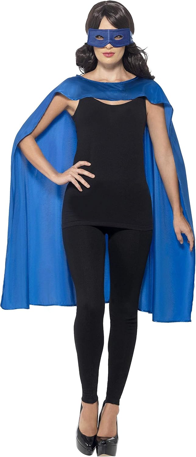 Smiffys Superhero Accessory Kit - Blue Cape and Eyemask for Adults 3