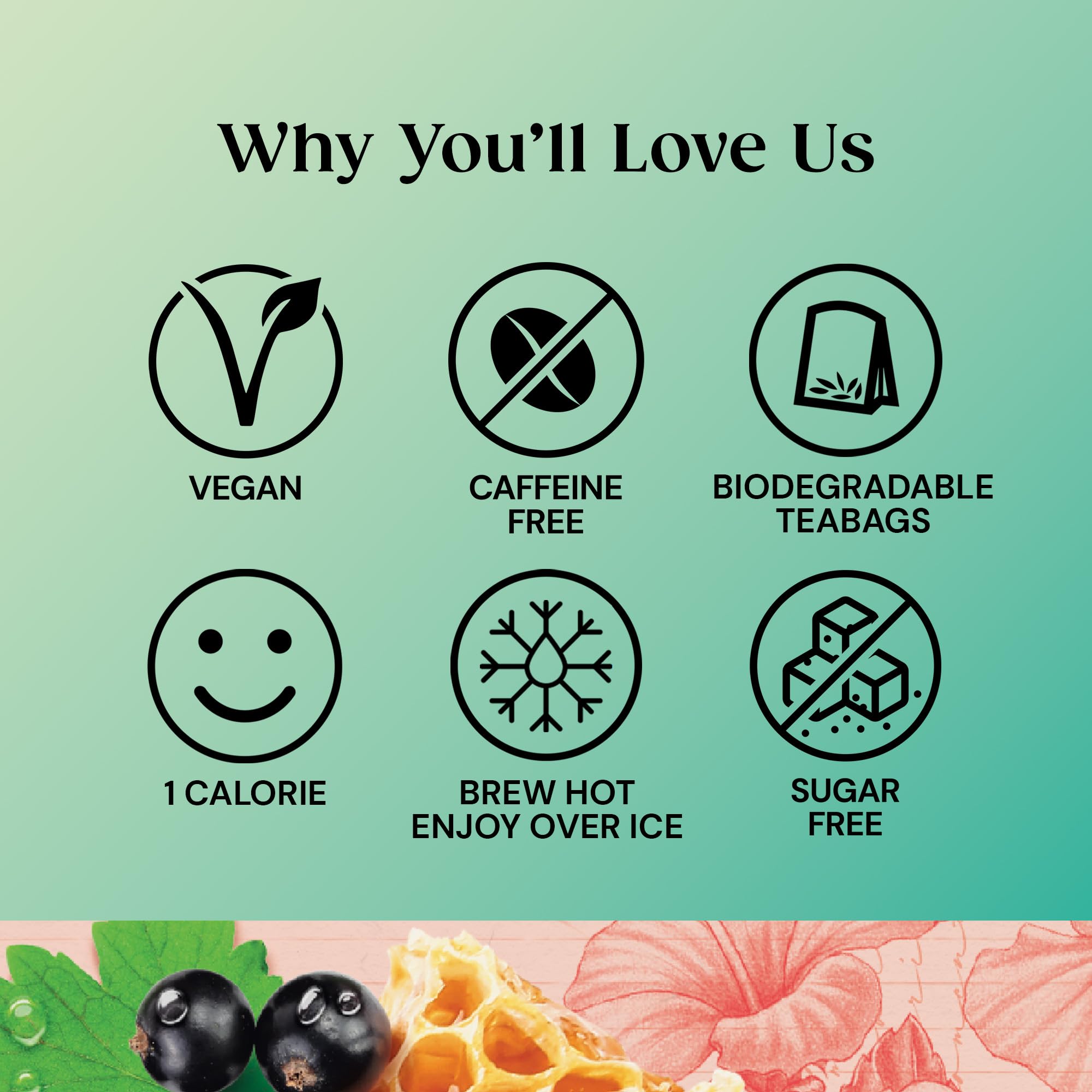 Twinings Superblends Heartea Tea - Blackcurrant & Rosemary Herbal Infusion with Honey, Hibiscus & Vitamin B1 - 20 Biodegradable Tea Bags