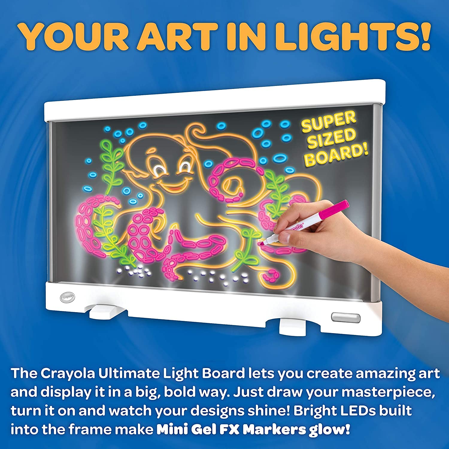 CRAYOLA Ultimate Light Board Drawing Tablet with 6 Gel Markers | Ages 6+ 6