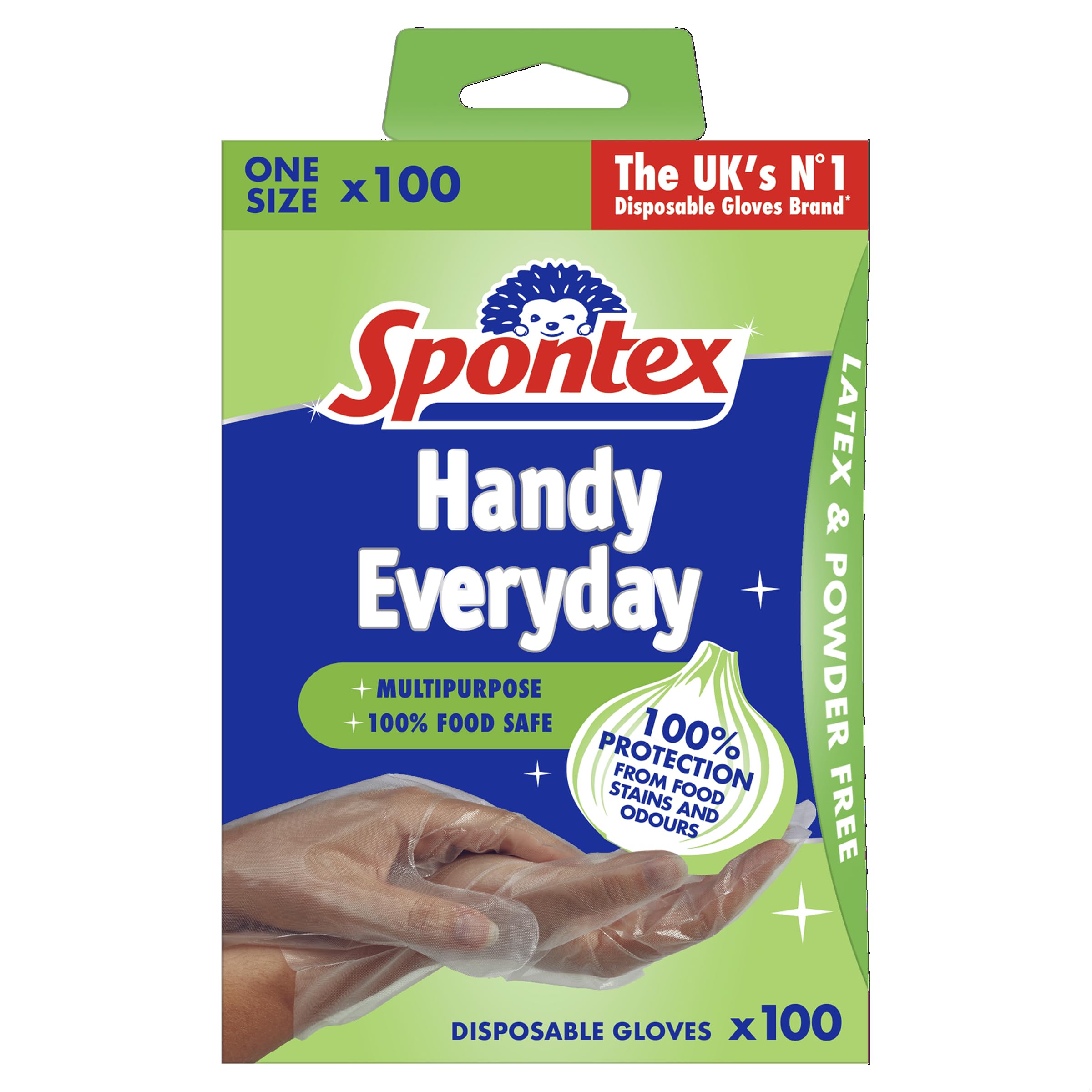 Spontex Handy Multipurpose Disposable Gloves - 100 Pack | Latex-Free | Food Safe 1
