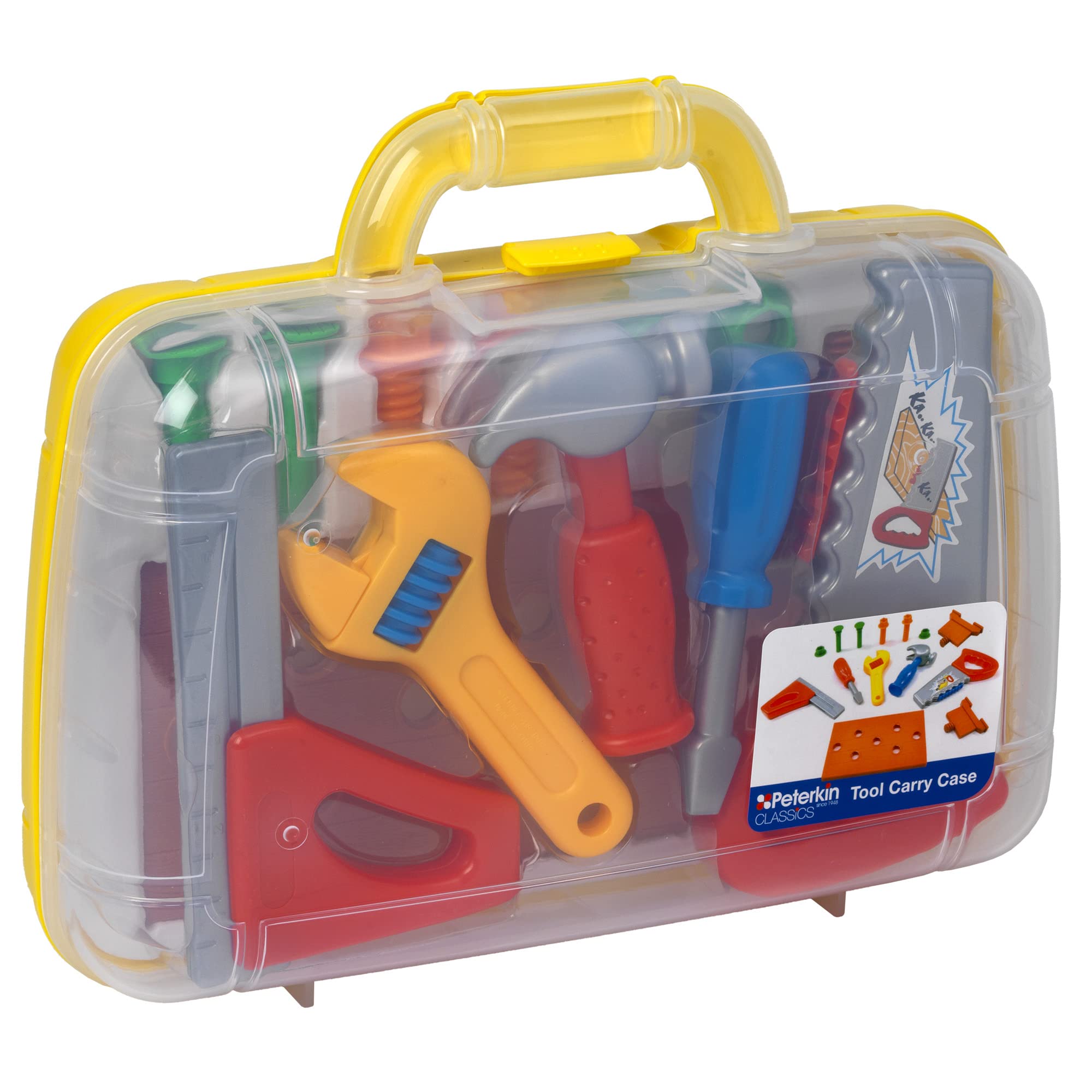 Peterkin Classic Children's Tool Set in Carry Case - 14 Piece Plastic Role Play Toys | Ages 3+
