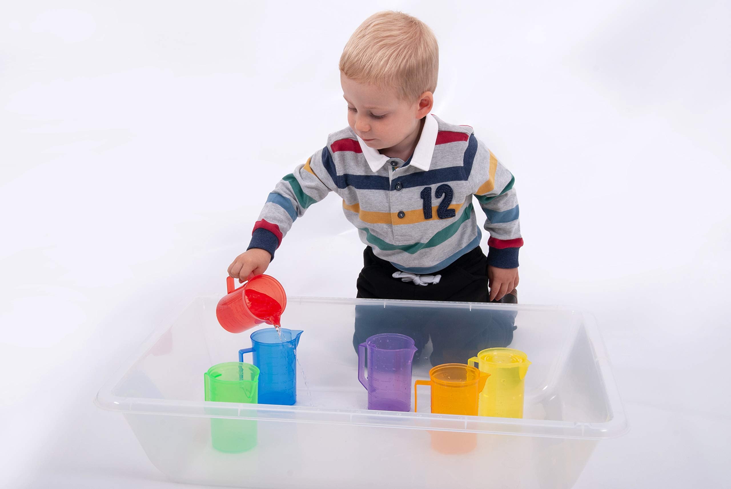 TickiT 6 Piece Translucent Colour Jug Set - Educational Sand & Water Play Cups for Toddlers 3