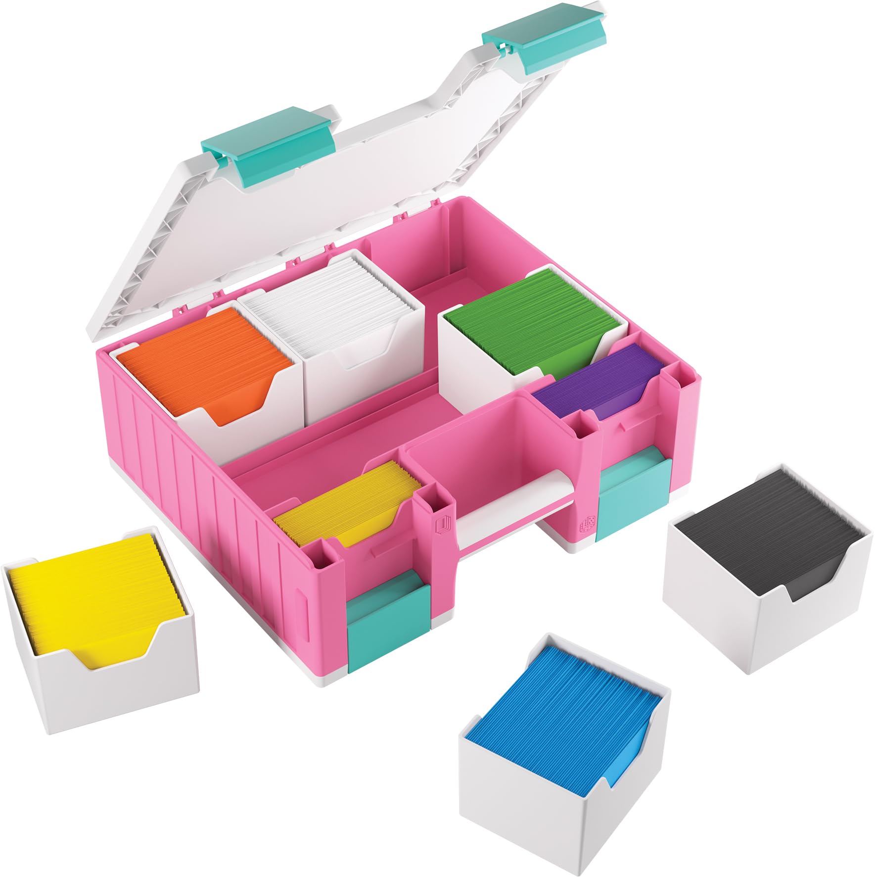 Gamegenic Game Castle Pink/White/Teal Board Game Storage Case 6