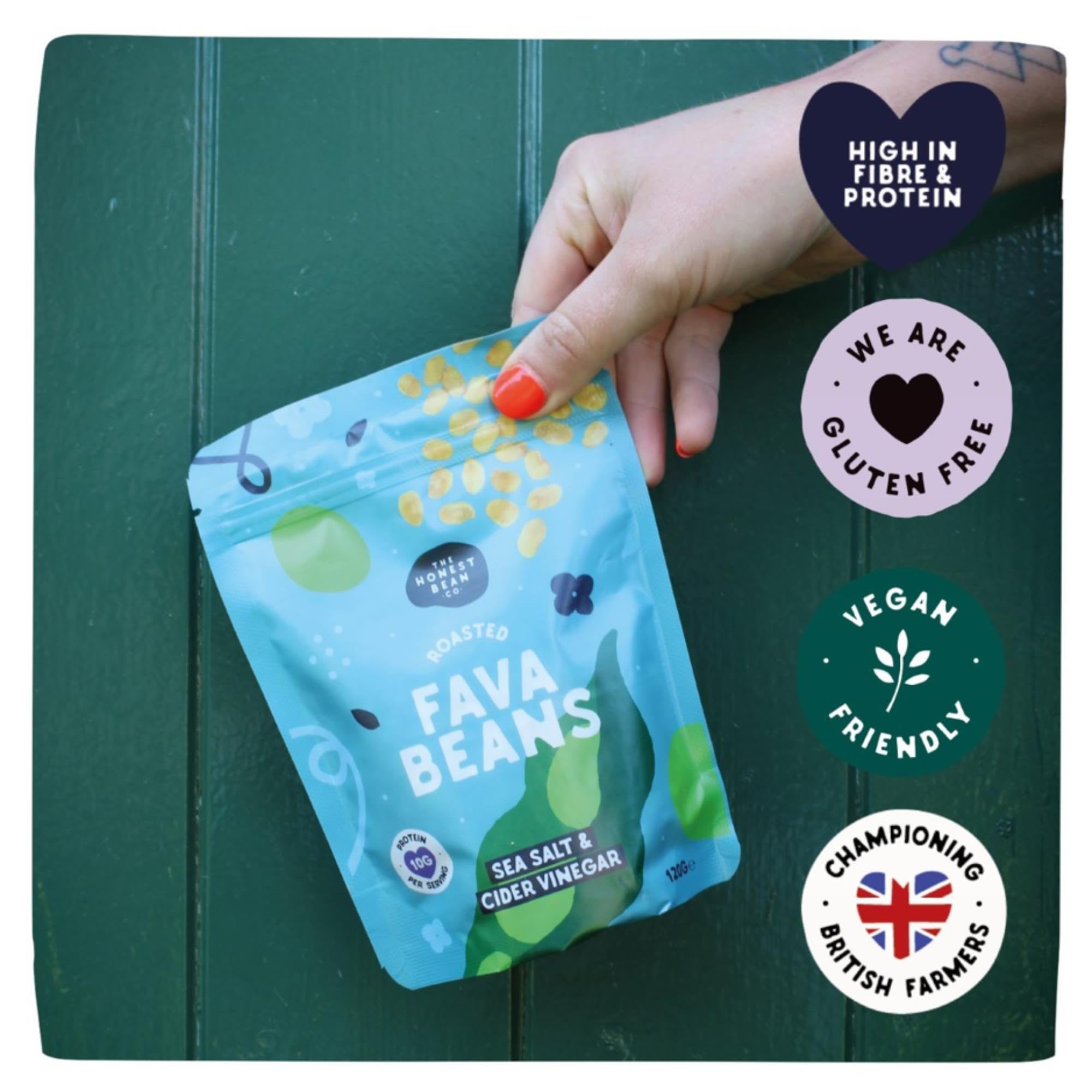 The Honest Bean Co Roasted Fava Beans Sea Salt & Cider Vinegar 120g 3