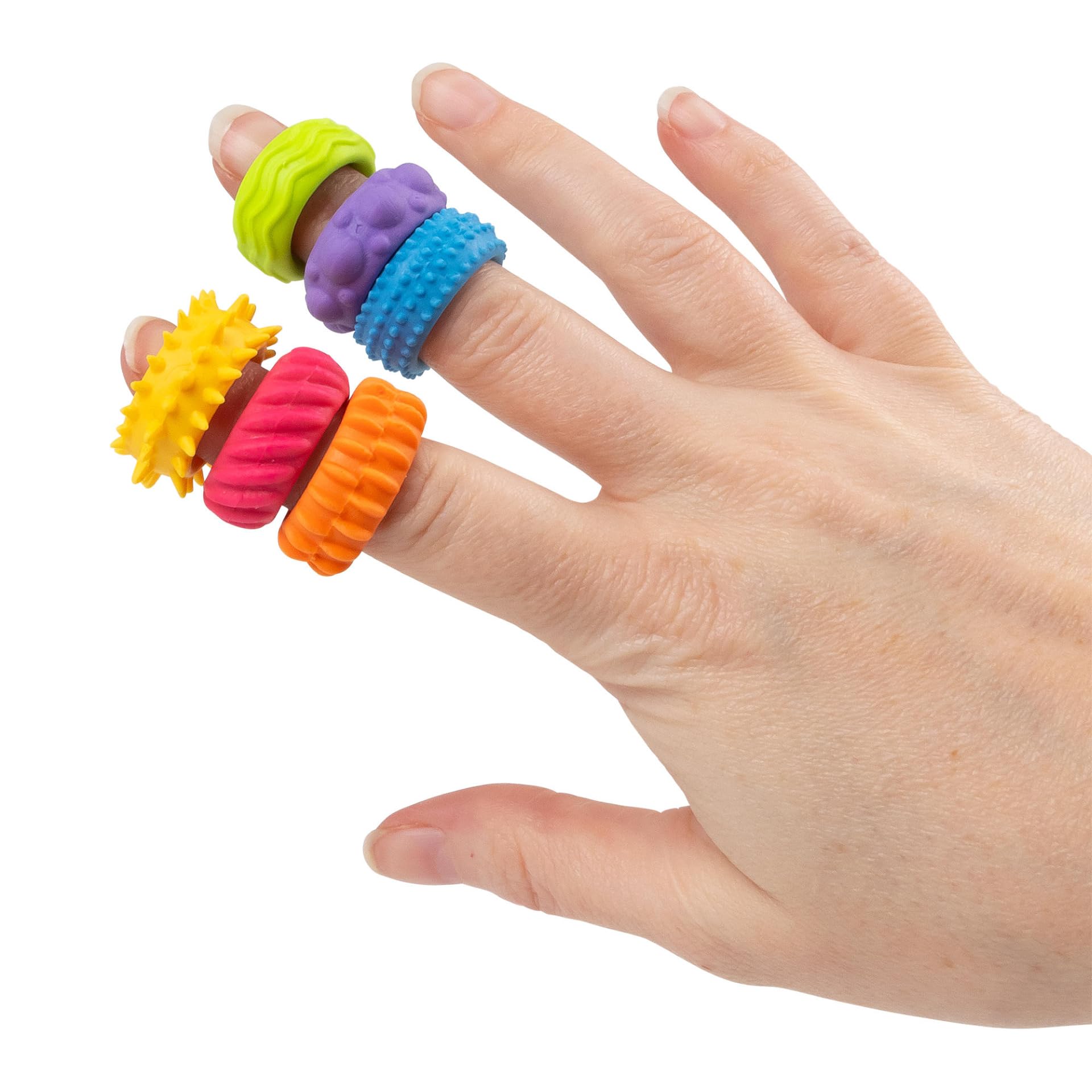 Sensory Fidget Rings - 12-Pack Tactile Stress Relief for Focus, 3 Years and Up