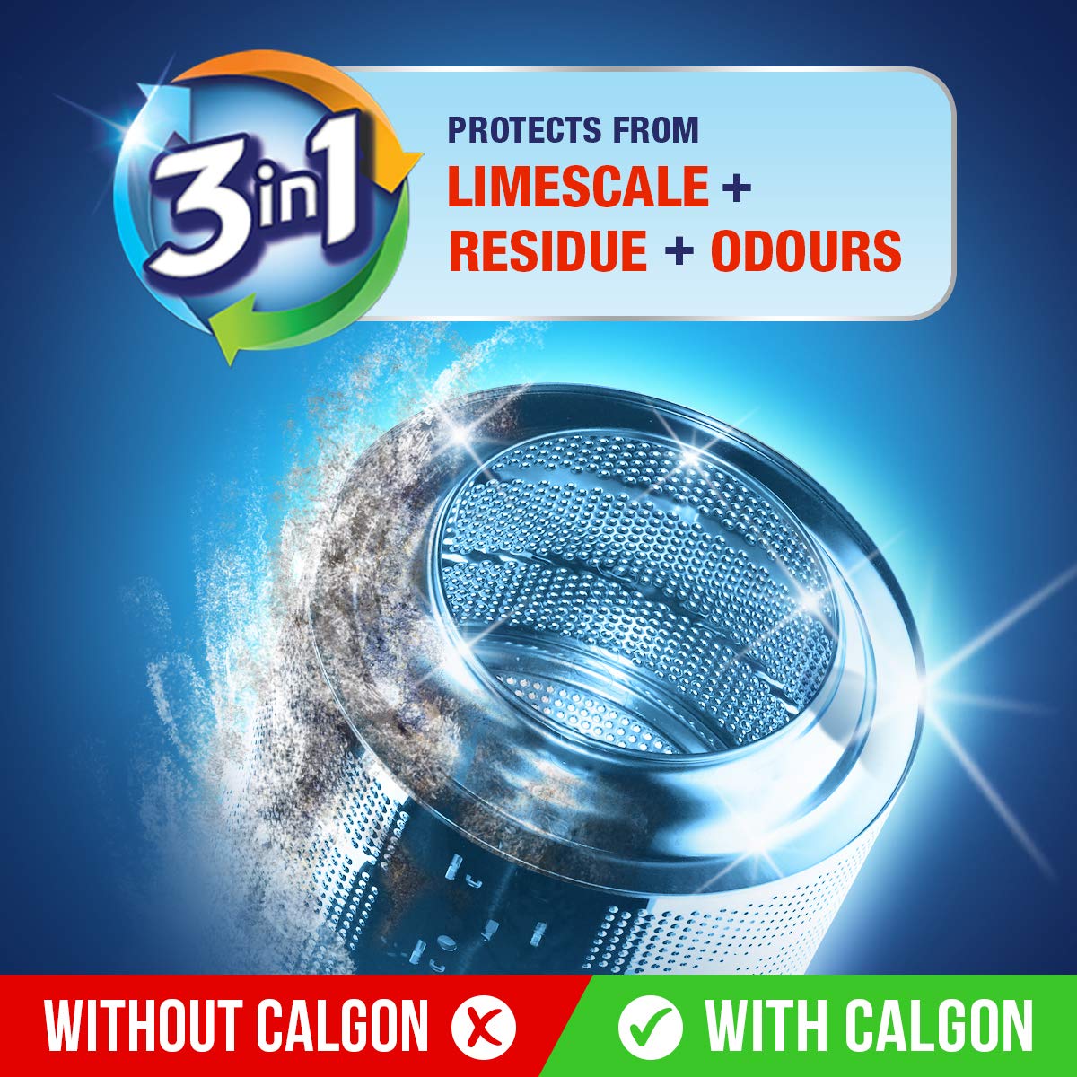 Calgon 4-in-1 Washing Machine Cleaner and Water Softener Gel - 2 x 750 ml