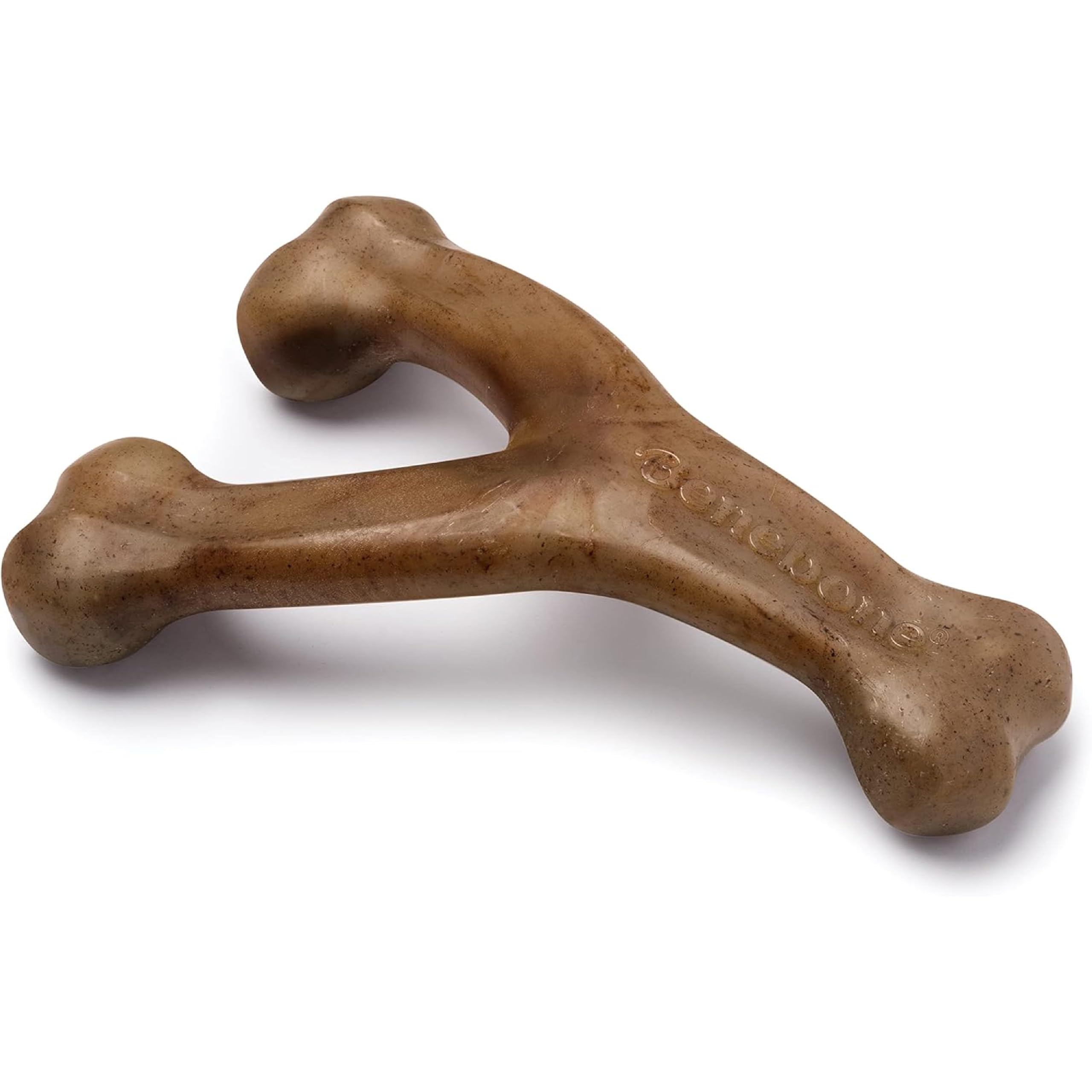 Benebone Indestructible Wishbone Dog Chew Toy - Real Bacon Flavor | Medium Dogs | Heavy Duty Nylon