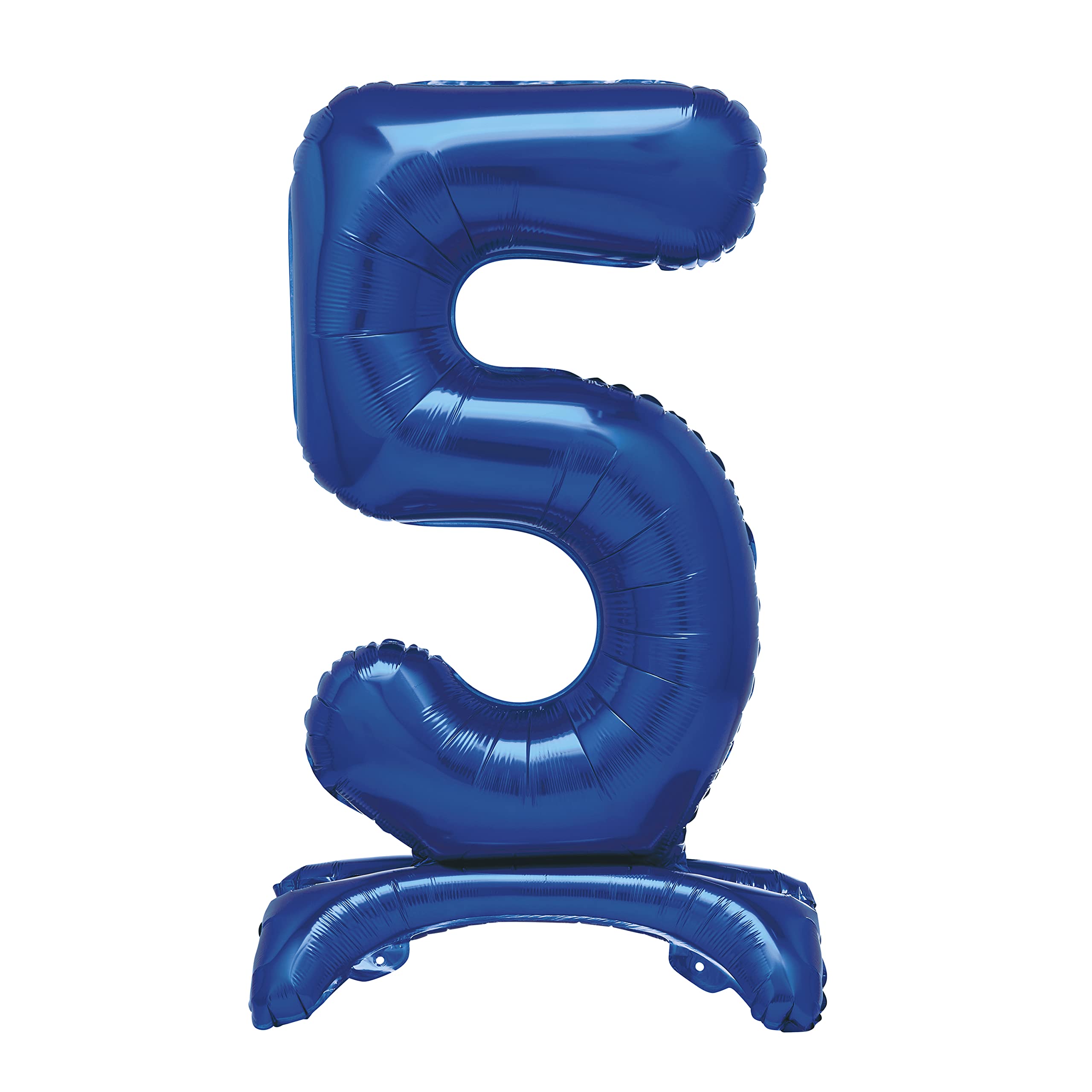 Unique Blue Standing Number 5 Foil Balloon 30" - Giant Air-Fill Birthday Decoration