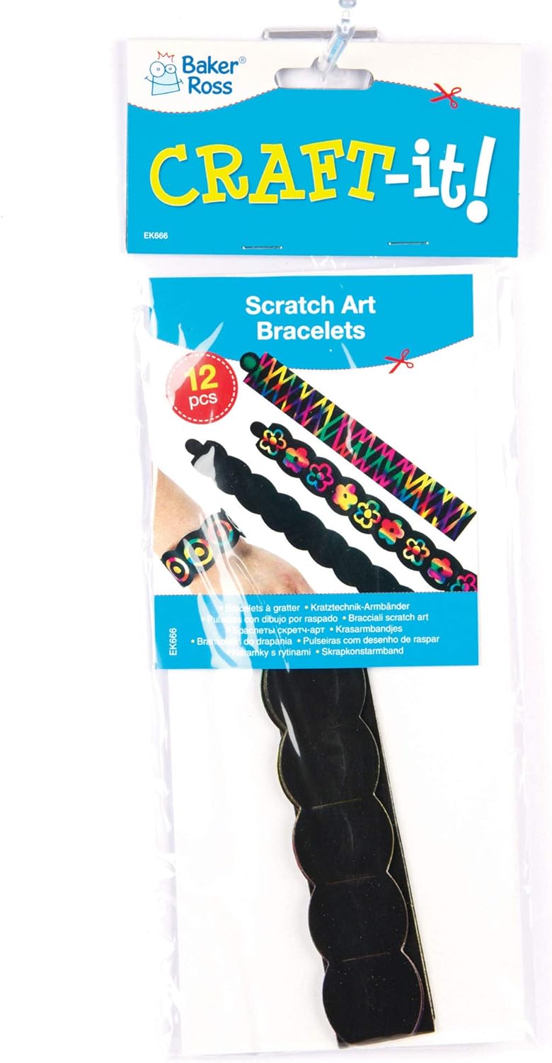 Baker Ross Scratch Art Bracelets - Rainbow Reveal Craft Kit for Kids 3