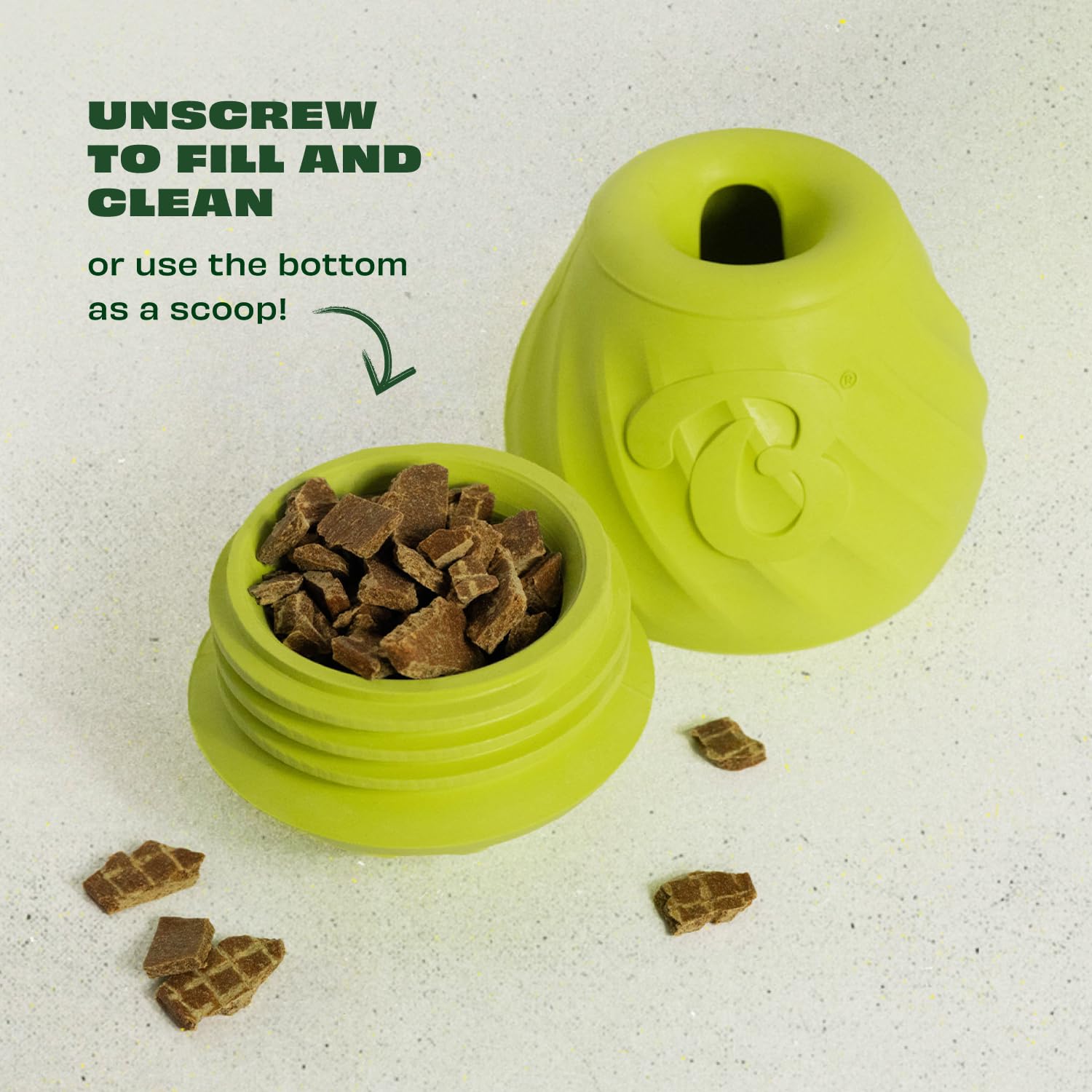 Benebone Pawbler - Natural Rubber Interactive Treat Dispenser Toy | Bacon Scented | Green 6