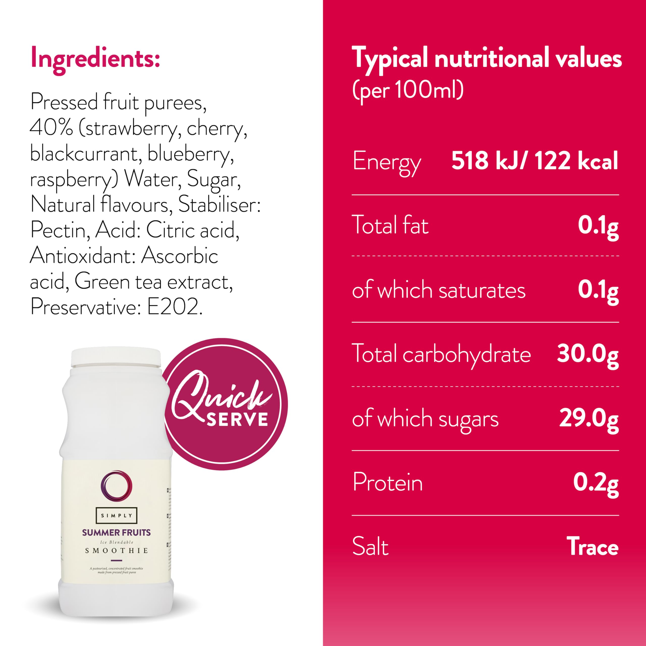 Simply Summer Fruits Smoothie Concentrate - Vegan, Gluten-Free Blendable Mix | 1L 3