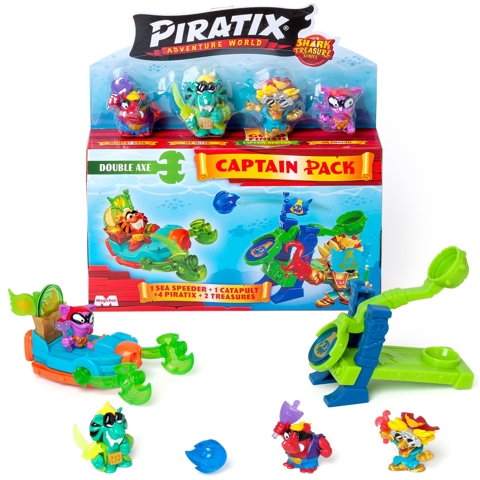 PIRATIX ADVENTURE WORLD Piratix Shark Treasure Series – Captain Pack Newton | Includes 4 Figures 1