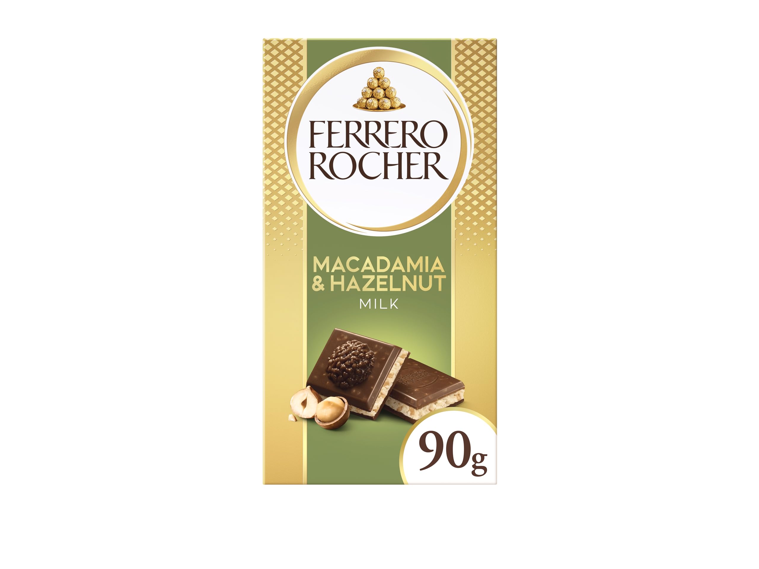 Ferrero Rocher Luxury Milk Chocolate Bar with Hazelnut & Macadamia, 90g