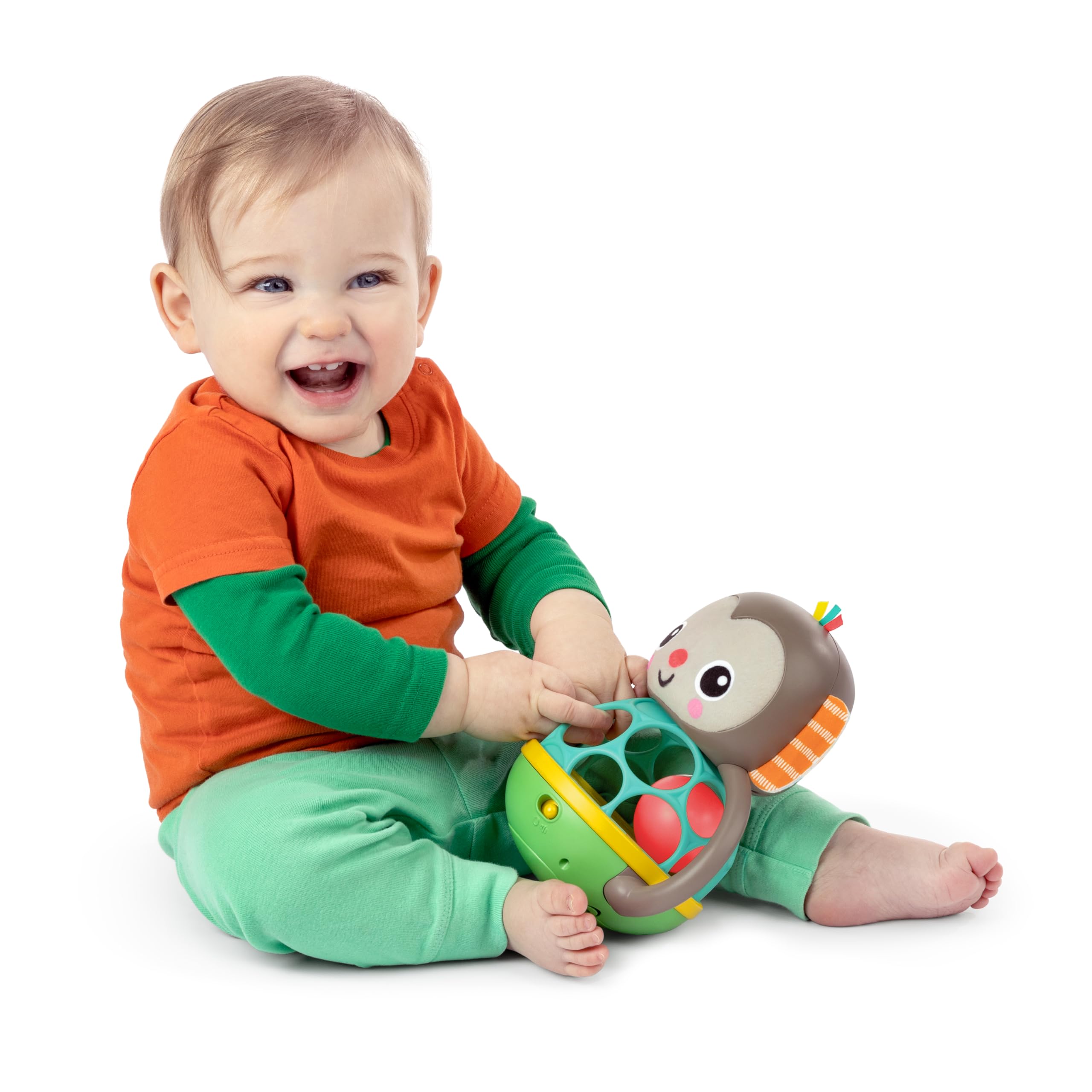 Bright Starts Grab & Giggle Monkey - Light-Up Musical Rattle Toy for 6+ Months