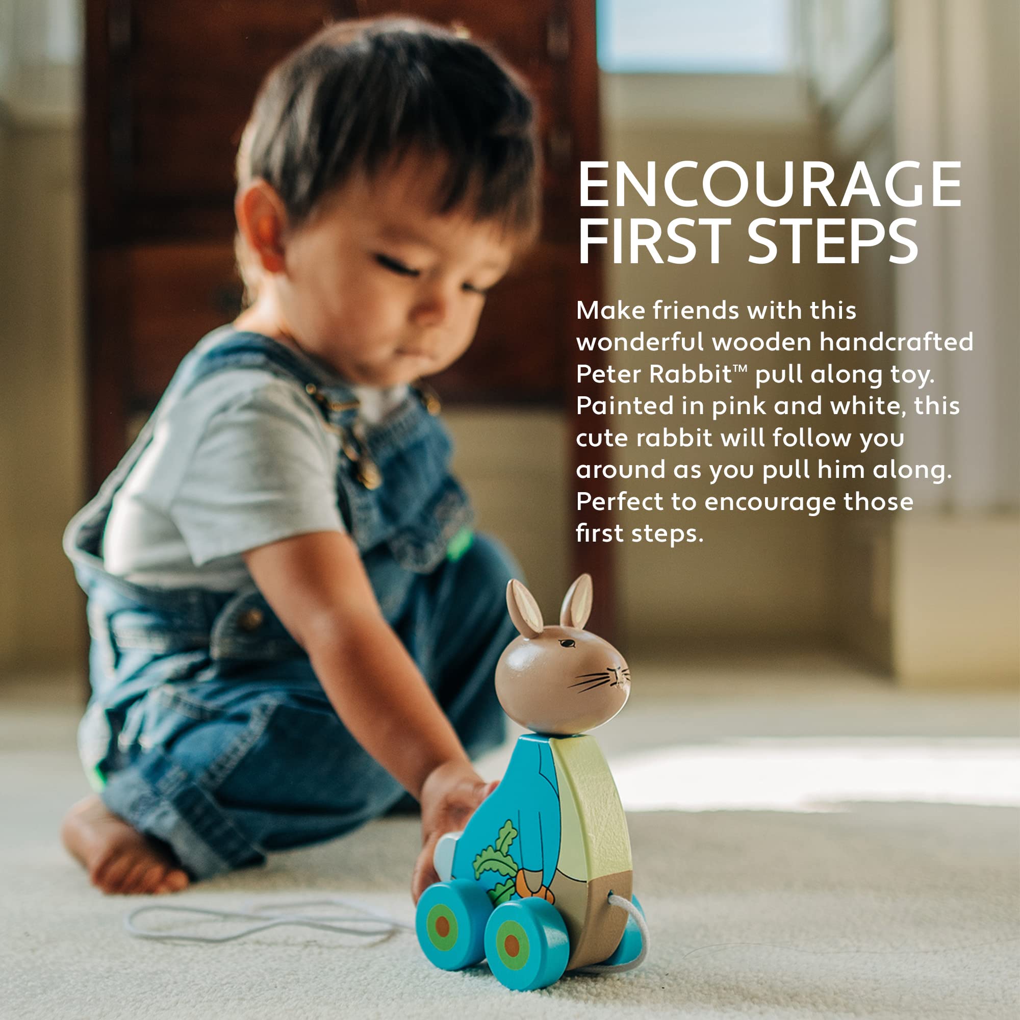 Peter Rabbit Wooden Pull Along Toy - Handcrafted Wood Animal for Toddlers 12 Months+ 6