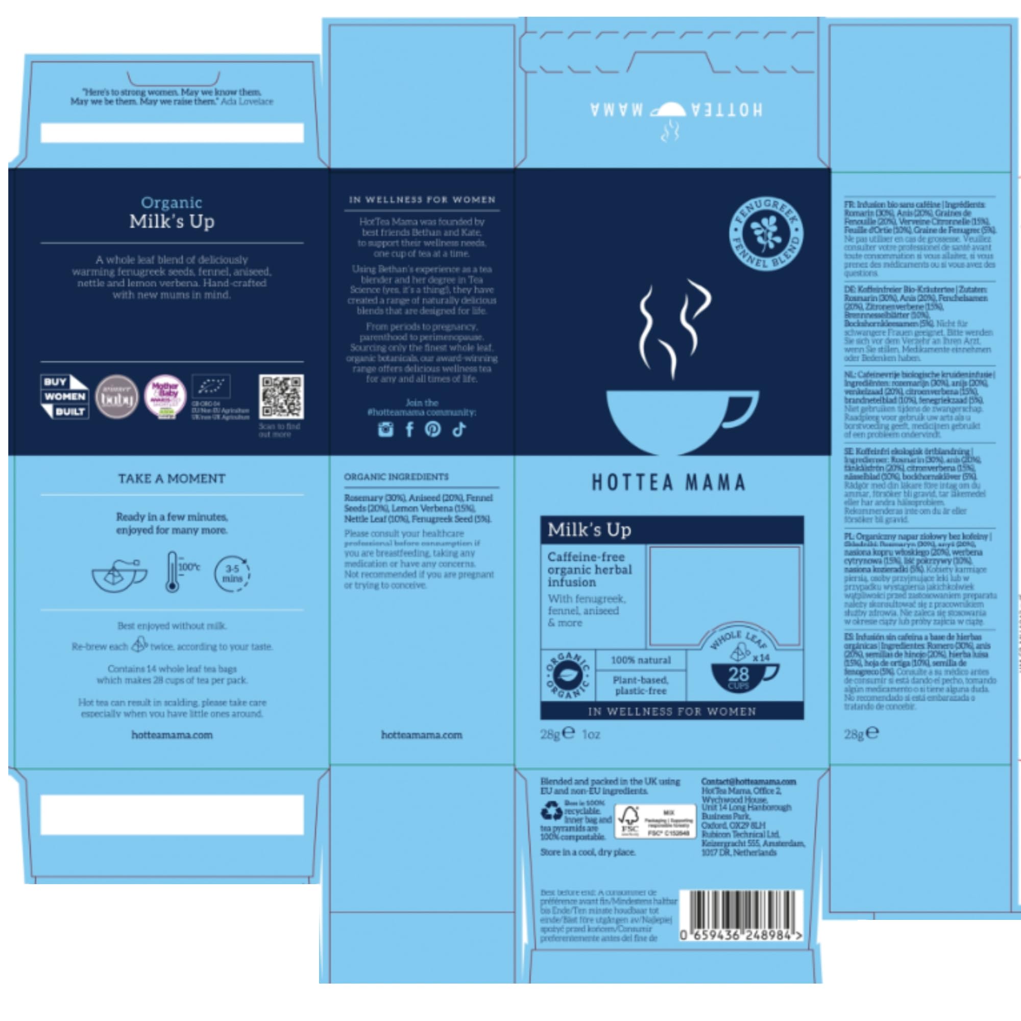 HOTTEA MAMA Milk's Up Organic Breastfeeding Tea for Lactation Support 10