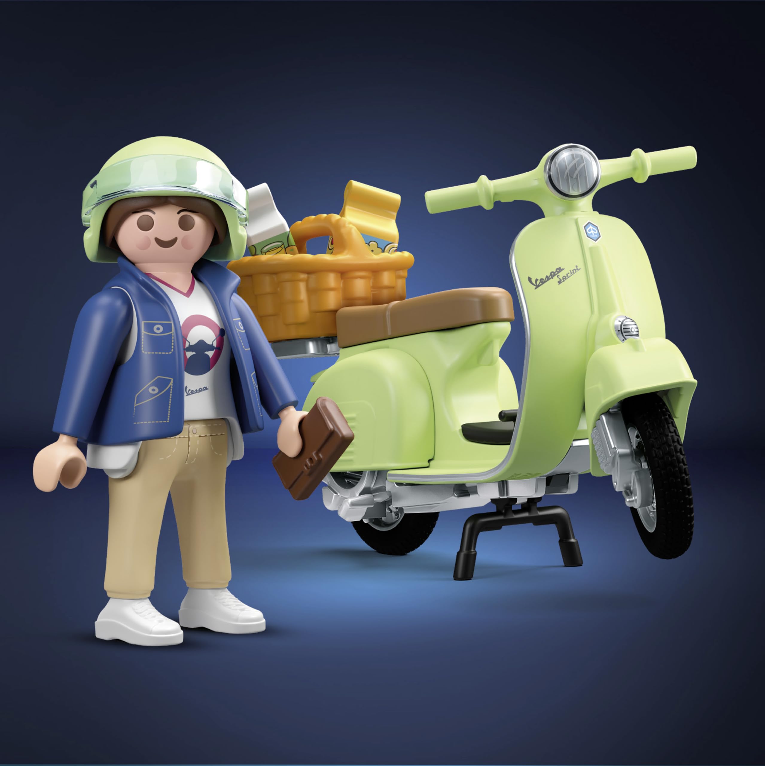Playmobil 1969 Vespa 150 Sprint Veloce Light Green Vintage Scooter Set 3