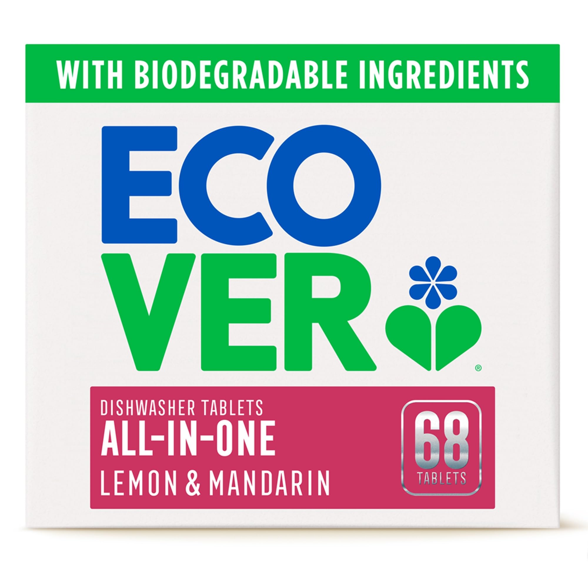 Method Ecover All in One Dishwasher Tablets - 68 Count, Lemon & Mandarin Scent | Contains Salt & Rinse Aid
