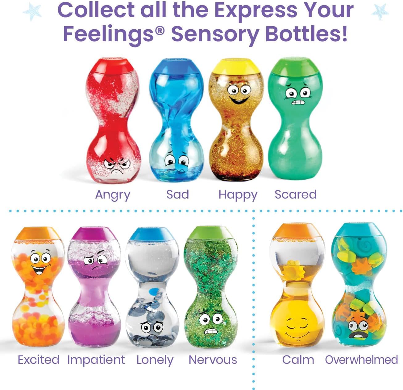 Learning Resources Express Your Feelings Sensory Bottles - Calm & Overwhelmed, Ages 3-7 3