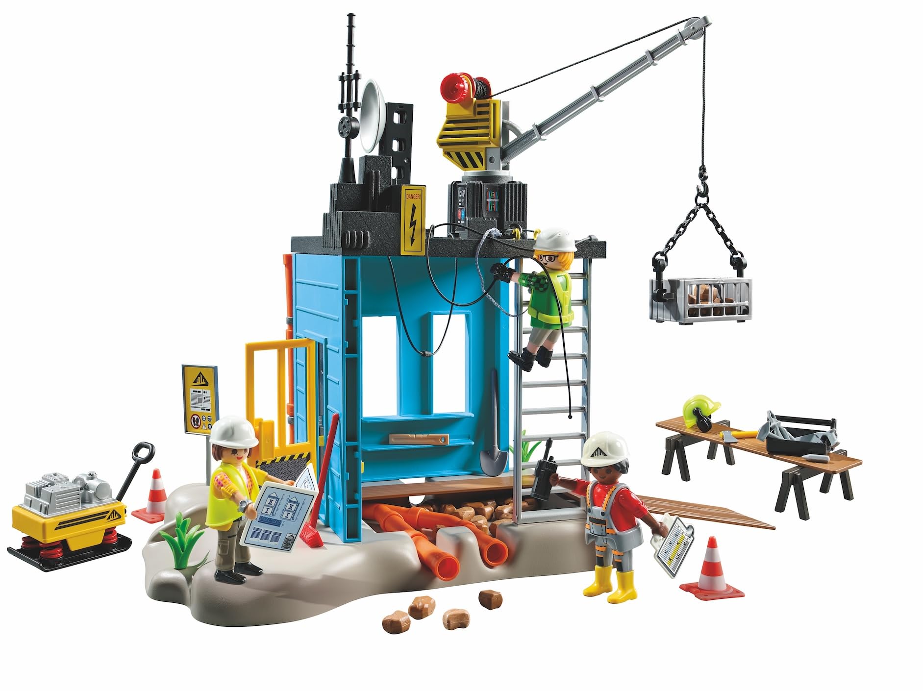 Playmobil 71650 Action Heroes: Construction Site Promo Pack - Building Playset for Kids 4+ 4