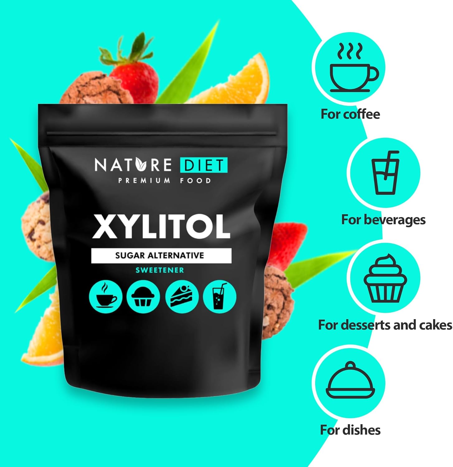 Nature Diet - Xylitol 1 kg | 100% Natural Plant-Based Sweetener | Low Glycemic Sugar Substitute