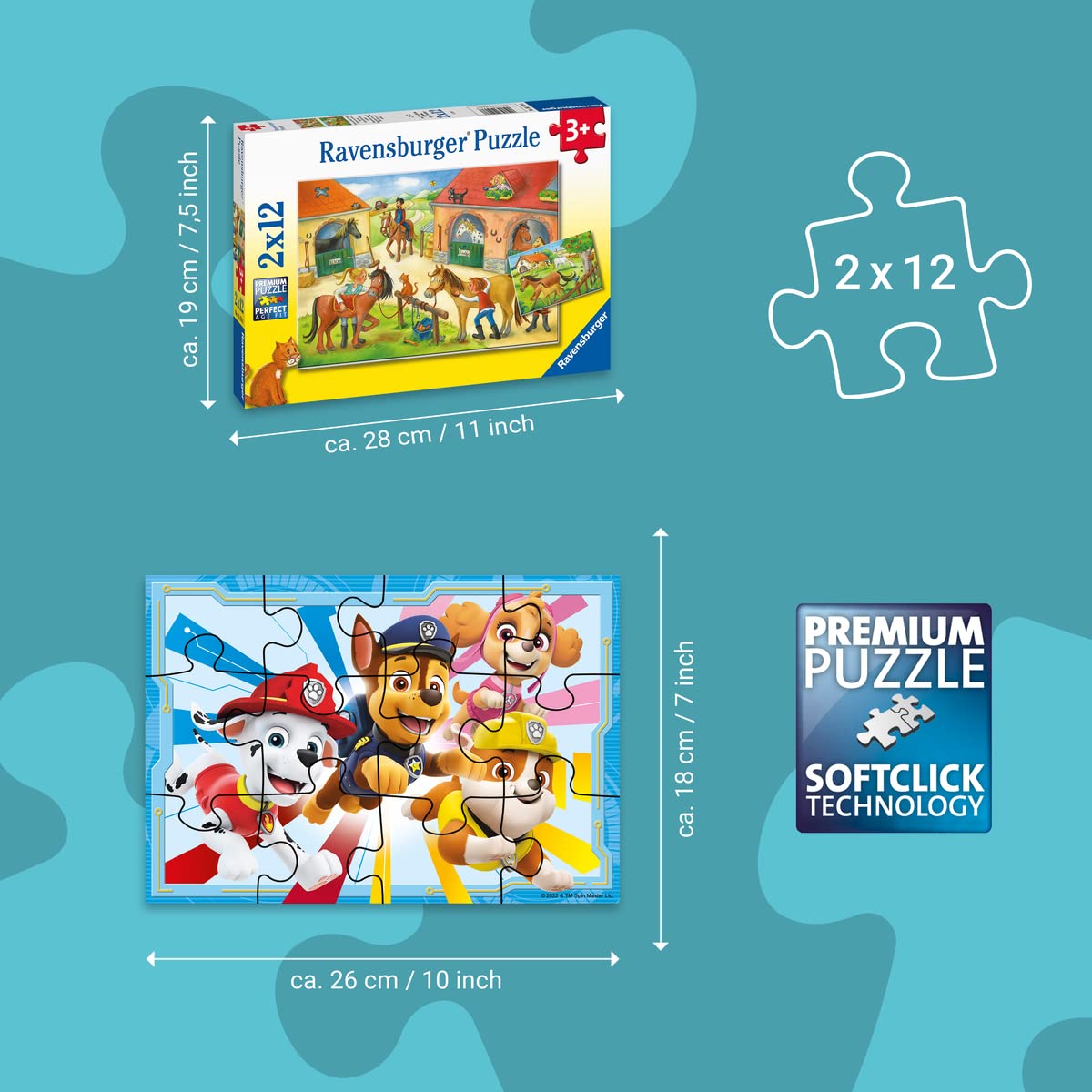 Ravensburger Paw Patrol 2x12 Piece Jigsaw Puzzles for Kids 3 Years Up 10