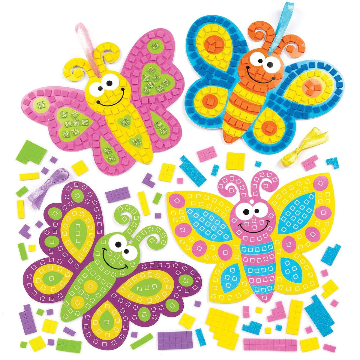 Baker Ross Butterfly Mosaic Kits - Mess-Free Crafting | Pack of 4