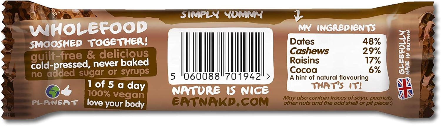 Nakd Cocoa Delight 35g Bar - Case of 48 (12 x 4) - All Natural Vegan Snack