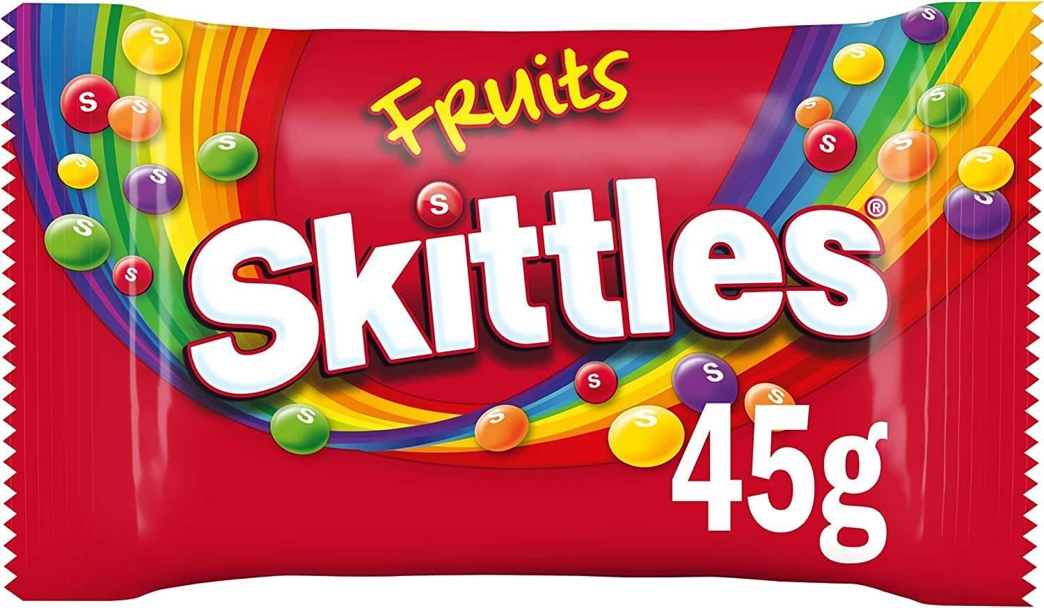Skittles Vegane Süßigkeiten, 36 Packungen à 45 g, Kaubonbons mit Fruchtgeschmack und knuspriger Hülle, Großpackung 5